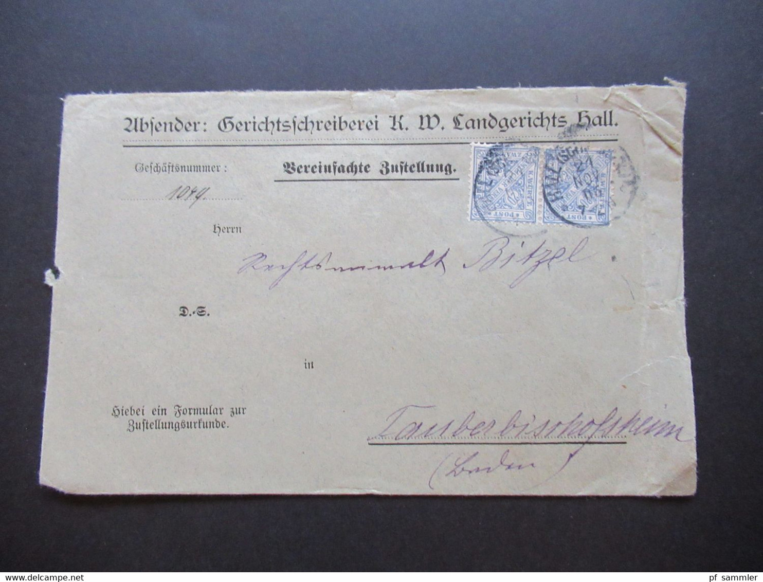 AD Württemberg Dienstpost Markenbriefe Gericht / Amtsgericht / Amtlicher Verkehr 8 Belege um 1905 / 1906