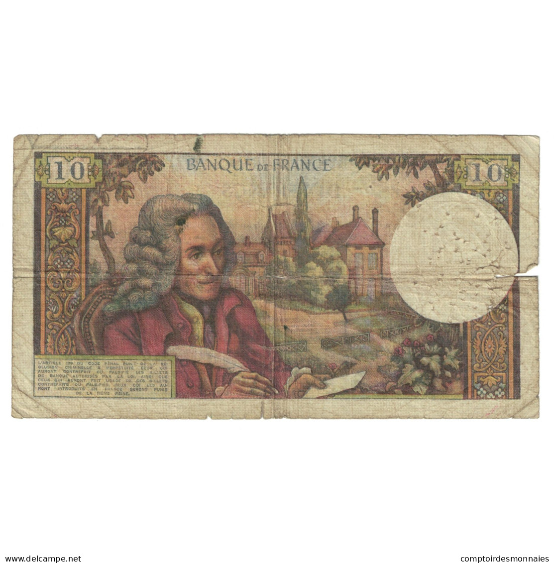 France, 10 Francs, Voltaire, 1970, O.531, AB, Fayette:62.41, KM:147c - 10 F 1963-1973 ''Voltaire''