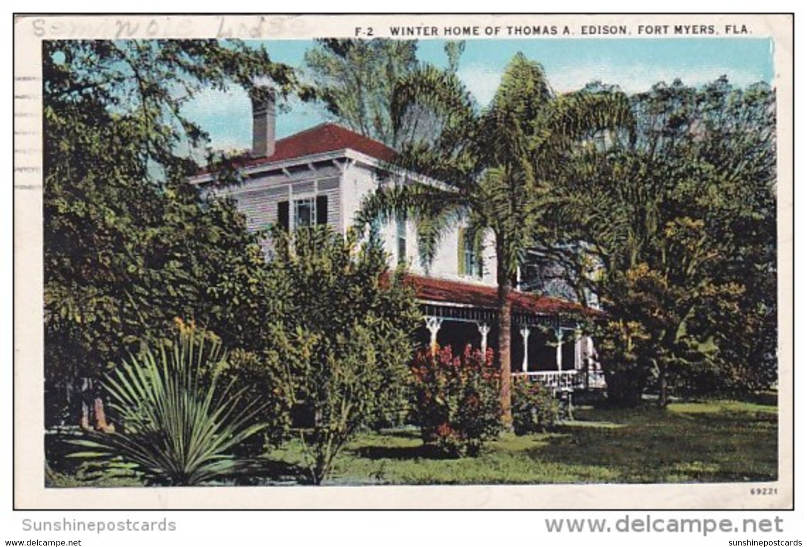 Florida Fort Myers Winter Home Of Thomas A Edison 1931 - Fort Myers