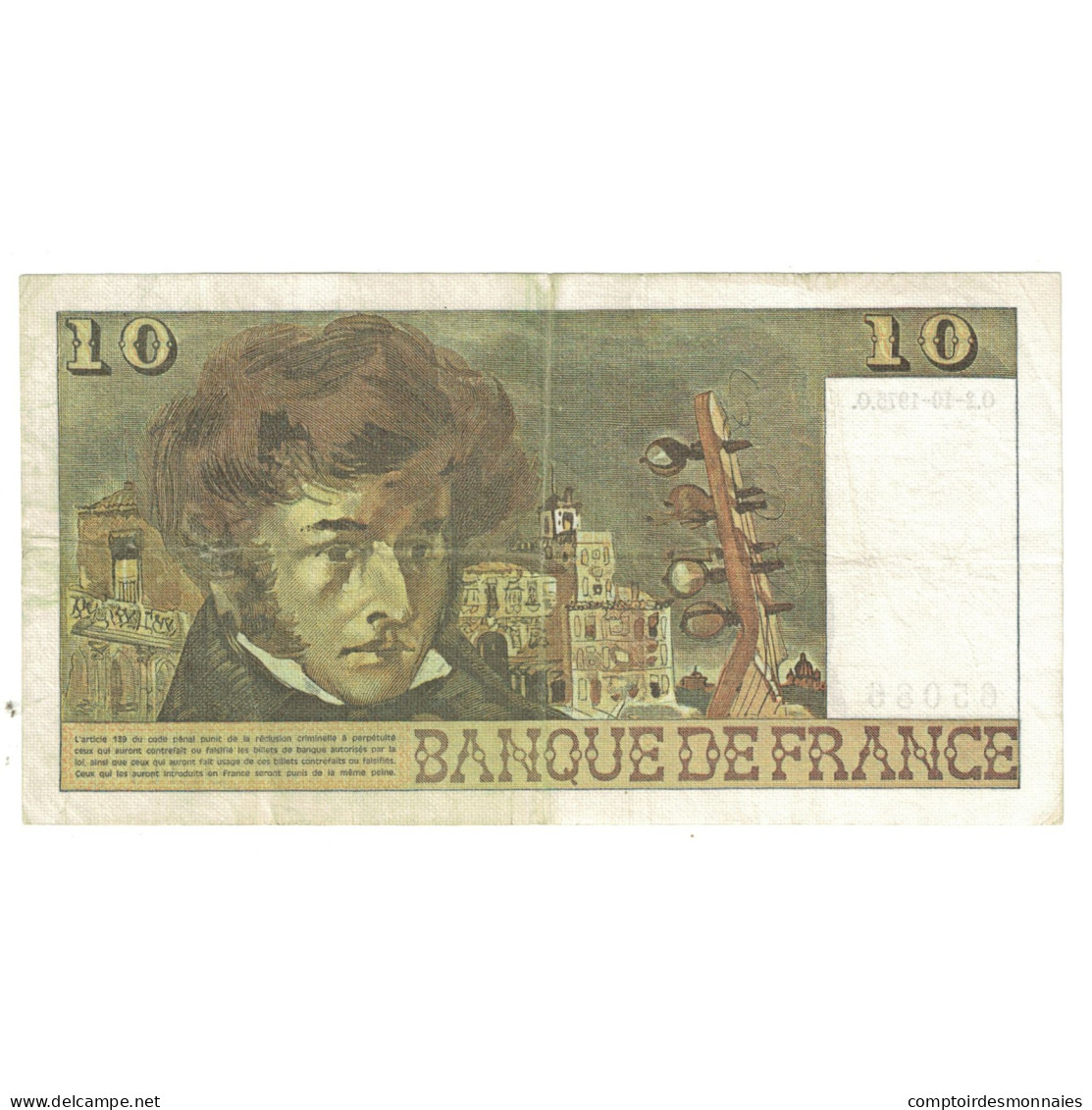 France, 10 Francs, Berlioz, 1975, D.240, TB, Fayette:63.13, KM:150b - 10 F 1972-1978 ''Berlioz''