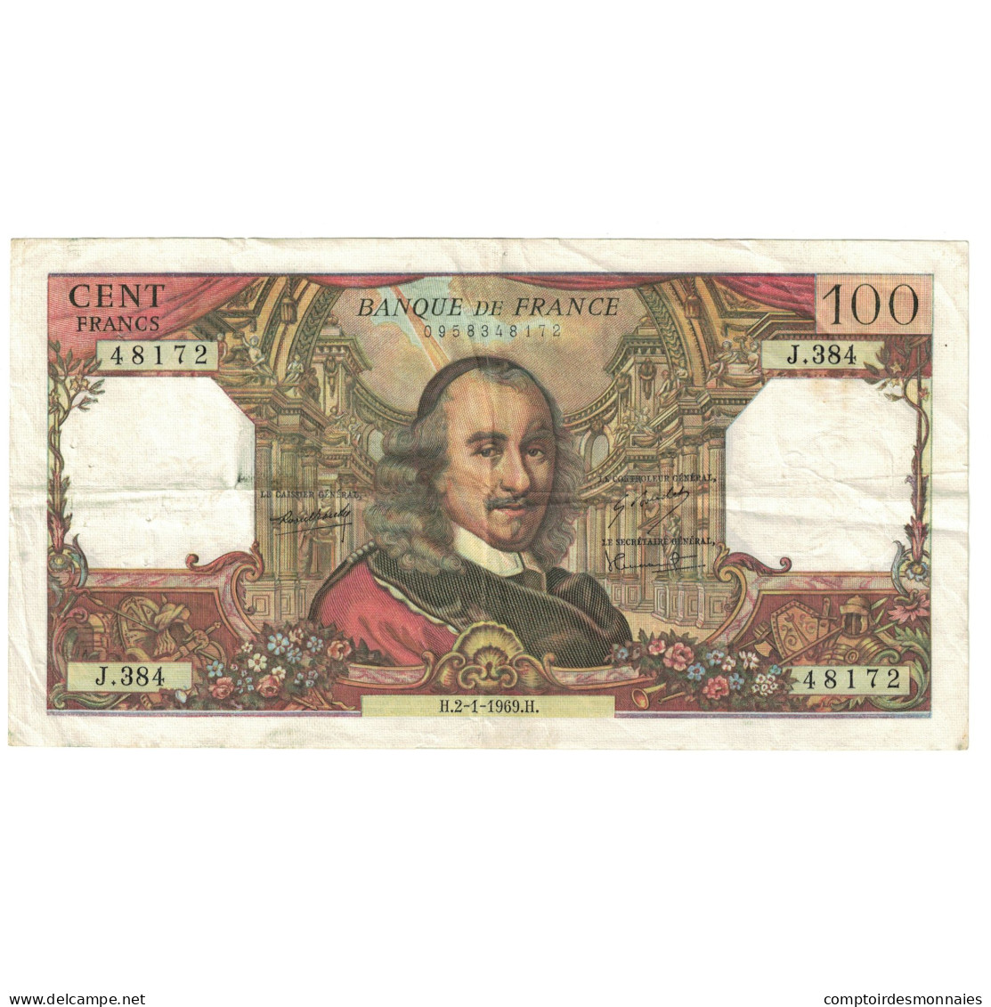 France, 100 Francs, Corneille, 1969, J.384, TB+, Fayette:65.25, KM:149c - 100 F 1964-1979 ''Corneille''