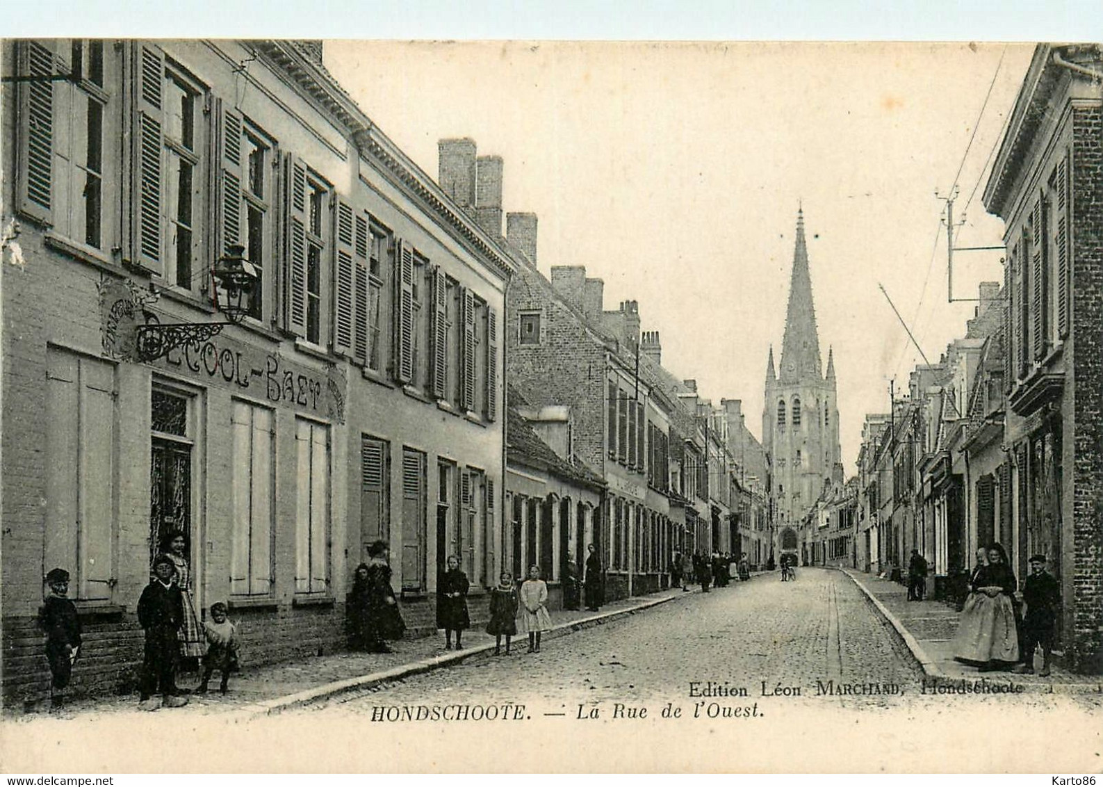 Hondschoote * La Rue De L'ouest * Draperie DECOOL BAET * Villageois - Hondshoote