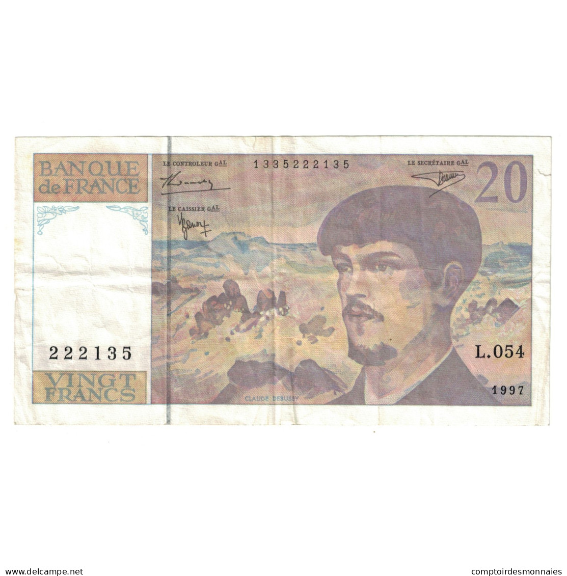 France, 20 Francs, Debussy, 1997, L.054, TTB, Fayette:66 Ter.2, KM:151i - 20 F 1980-1997 ''Debussy''