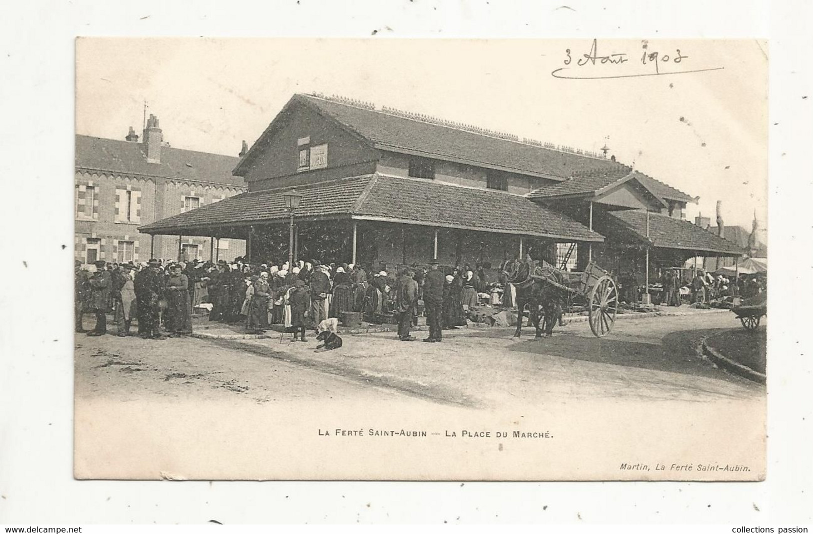 Cp , Commerce ,marché ,45 , LA FERTE SAINT AUBIN, La Place Du Marché,dos Simple , Voyagée 1903 - Marchés