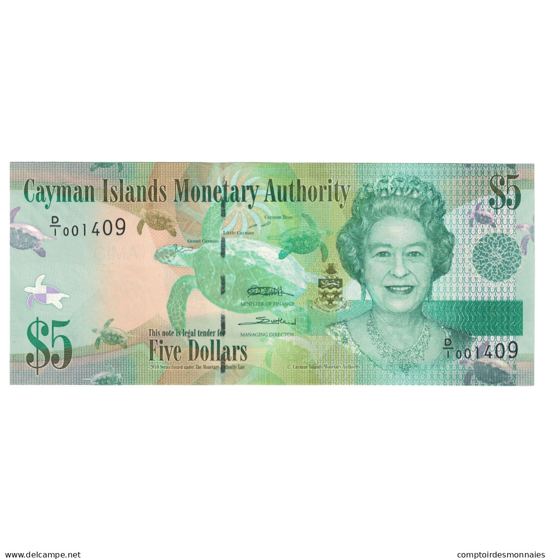 Billet, Îles Caïmans, 5 Dollars, 2010, KM:39a, NEUF - Kaimaninseln