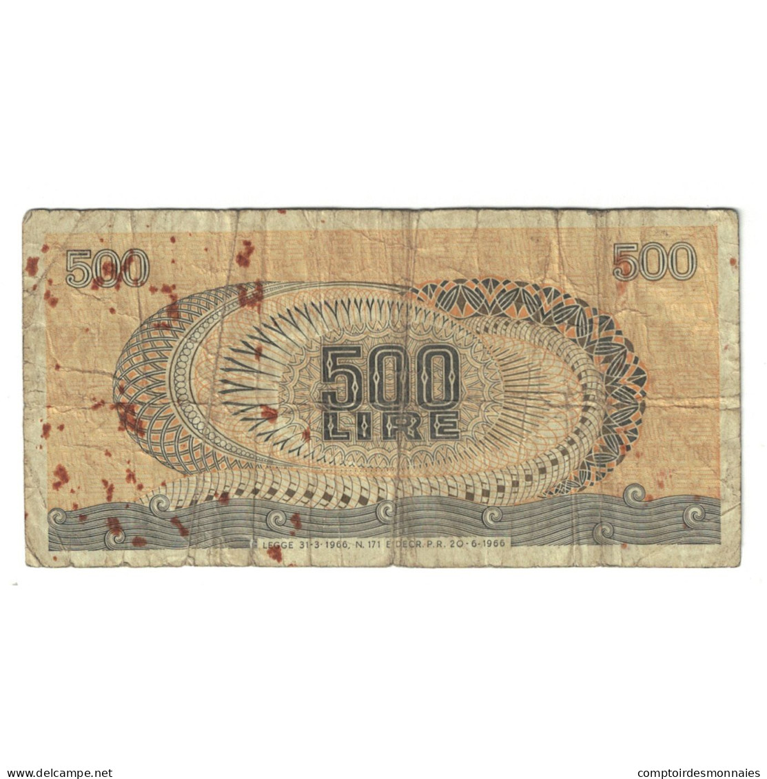 Billet, Italie, 500 Lire, 1966, 1966-06-20, KM:93a, B - 500 Lire