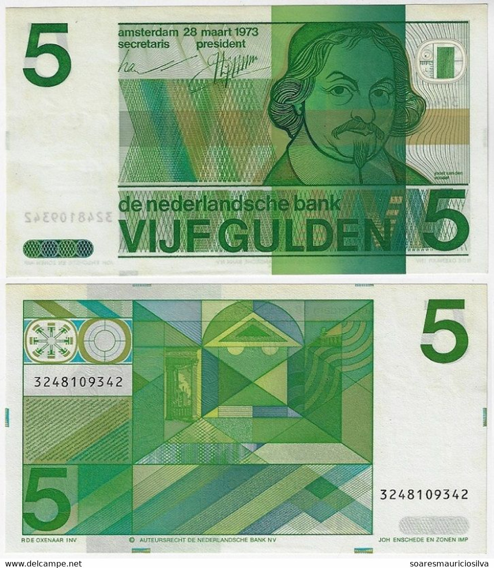 Banknote Netherlands 5 Gulden 1973 Pick-95 Unc (cat. US$ 20) - 5 Gulden