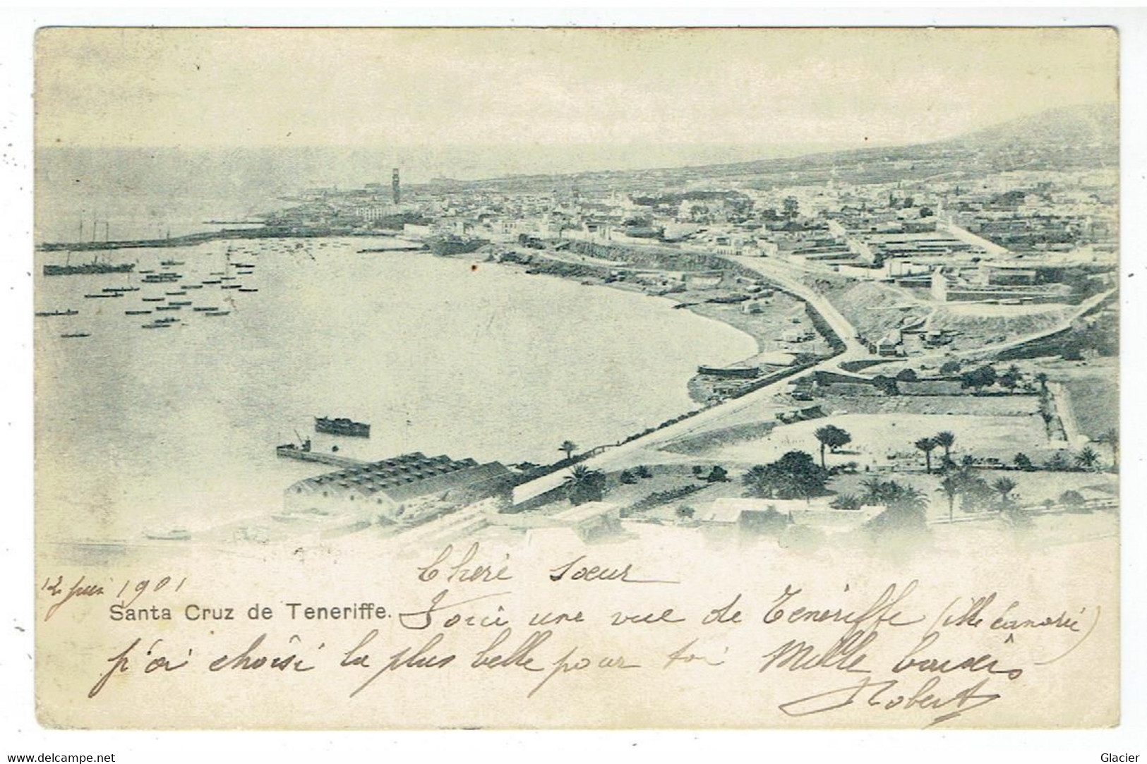 LOANGO A BORDEAUX  - L.L. N°1 1901 - Sur Carte Postale Santa Cruz De Tenerife - Maritime Post