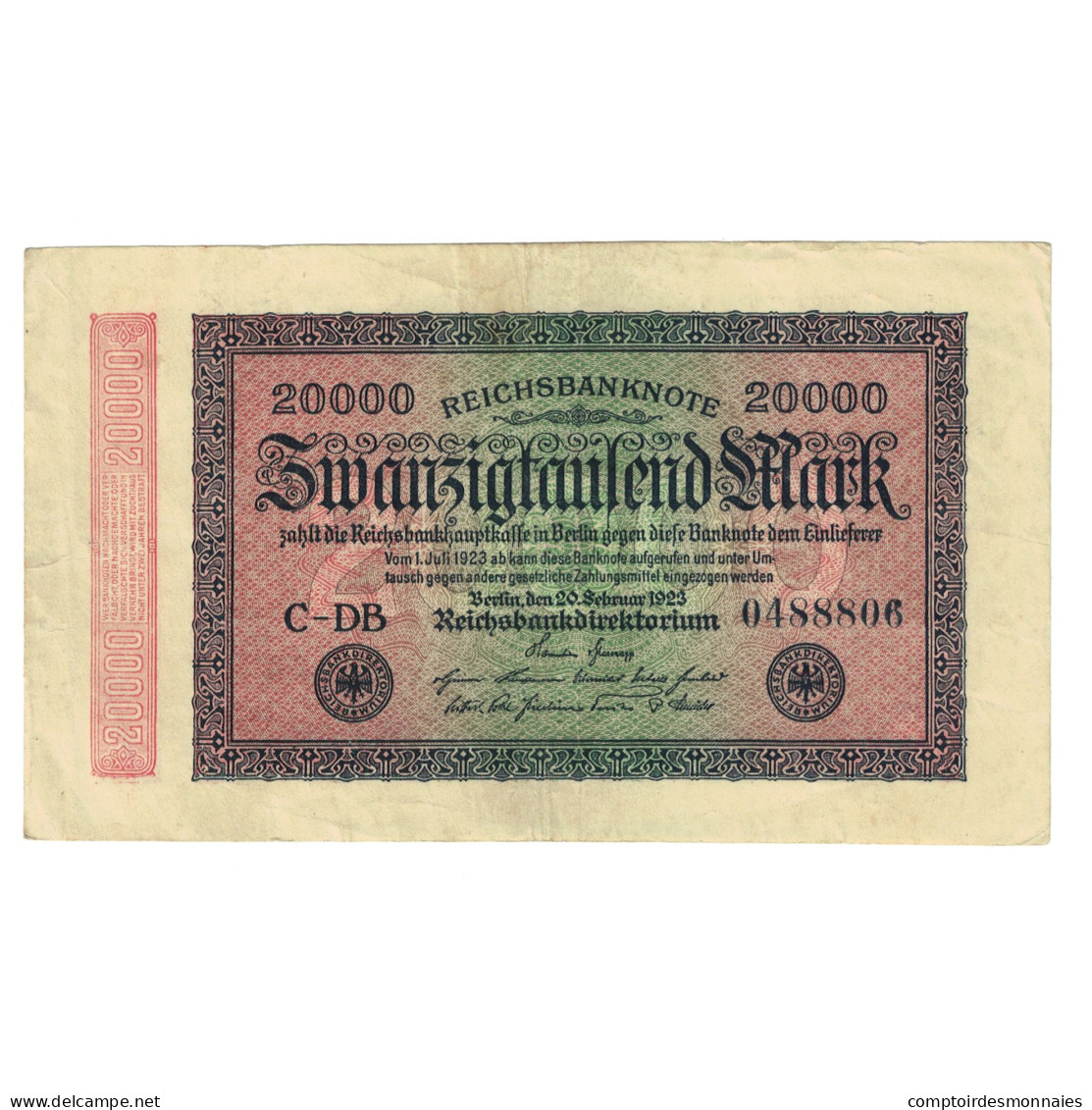 Billet, Allemagne, 20,000 Mark, 1923, 1923-09-20, KM:85a, TTB - 20.000 Mark