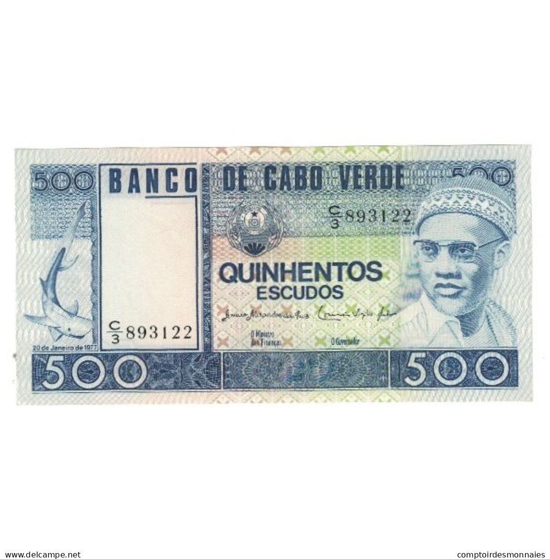 Billet, Cape Verde, 500 Escudos, 1977, 1977-01-20, KM:55a, NEUF - Kaapverdische Eilanden