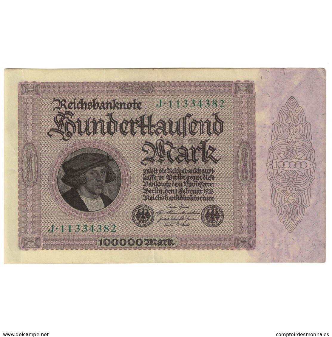 Billet, Allemagne, 100,000 Mark, 1923, 1923-02-01, KM:83a, SUP - 100.000 Mark