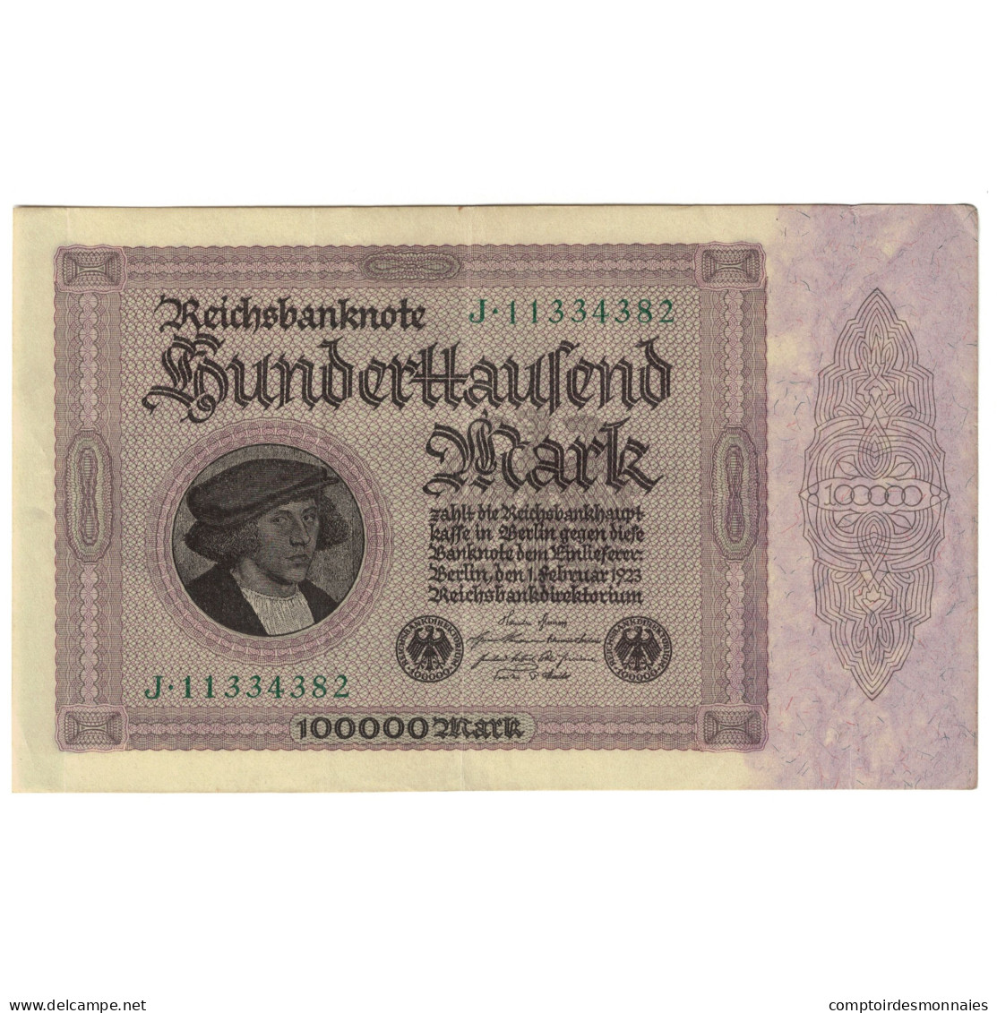 Billet, Allemagne, 100,000 Mark, 1923, 1923-02-01, KM:83a, SUP - 100000 Mark