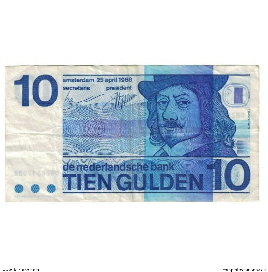 Billet, Pays-Bas, 10 Gulden, 1968, 1968-04-25, KM:91b, TTB - 10 Gulden