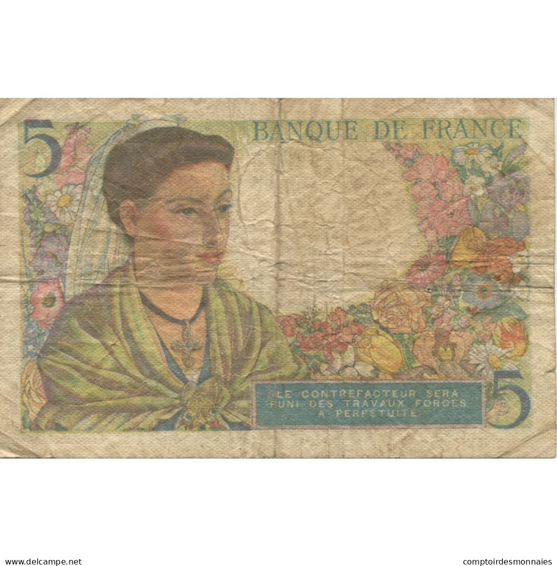 France, 5 Francs, Berger, 1943, 1943-07-22, TB, Fayette:05.2, KM:98a - 5 F 1943-1947 ''Berger''