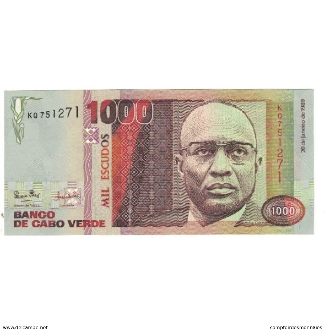 Billet, Cape Verde, 1000 Escudos, 1989, 1989-01-20, KM:60a, NEUF - Cap Vert