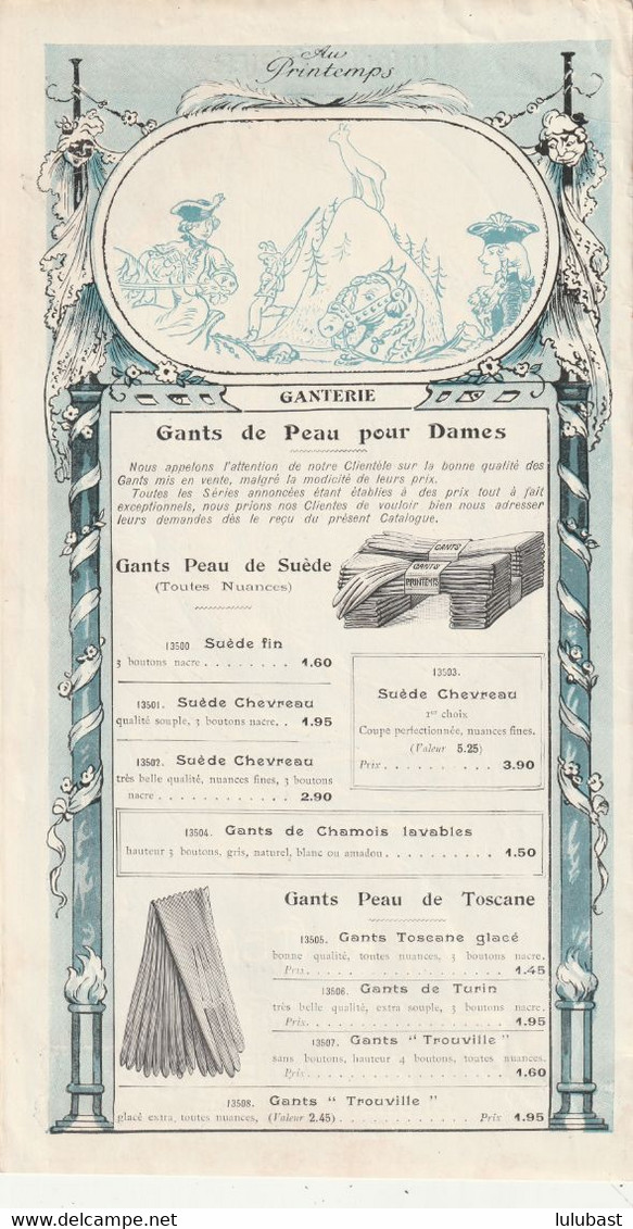 "AU PRINTEMPS" Couverture Du Catalogue "GANTS - DENTELLES" Illustrée Par Louis MORIN. - Reclame