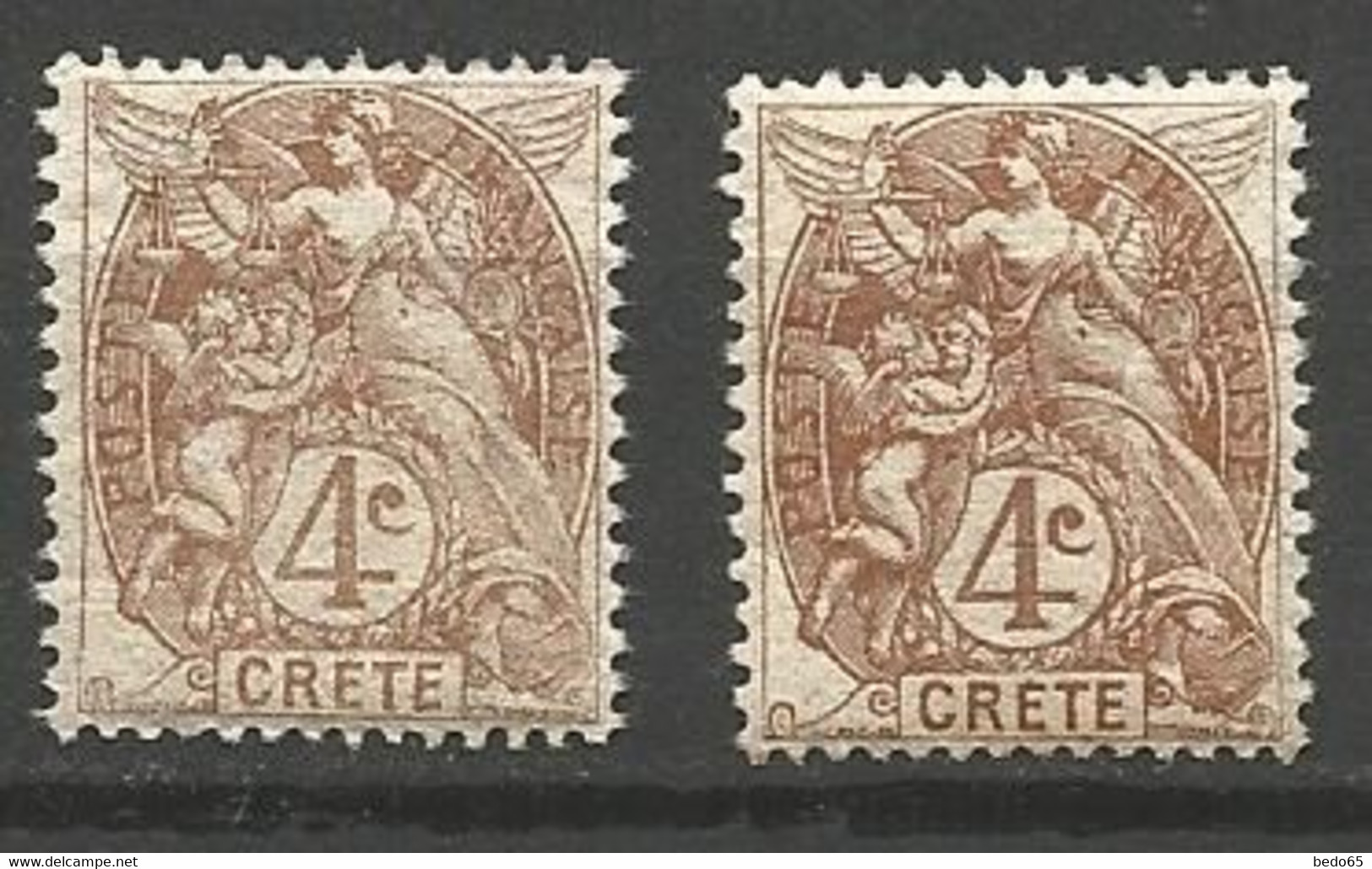 CRETE N° 4 X 2 Nuances NEUF** SANS CHARNIERE / MNH - Ongebruikt