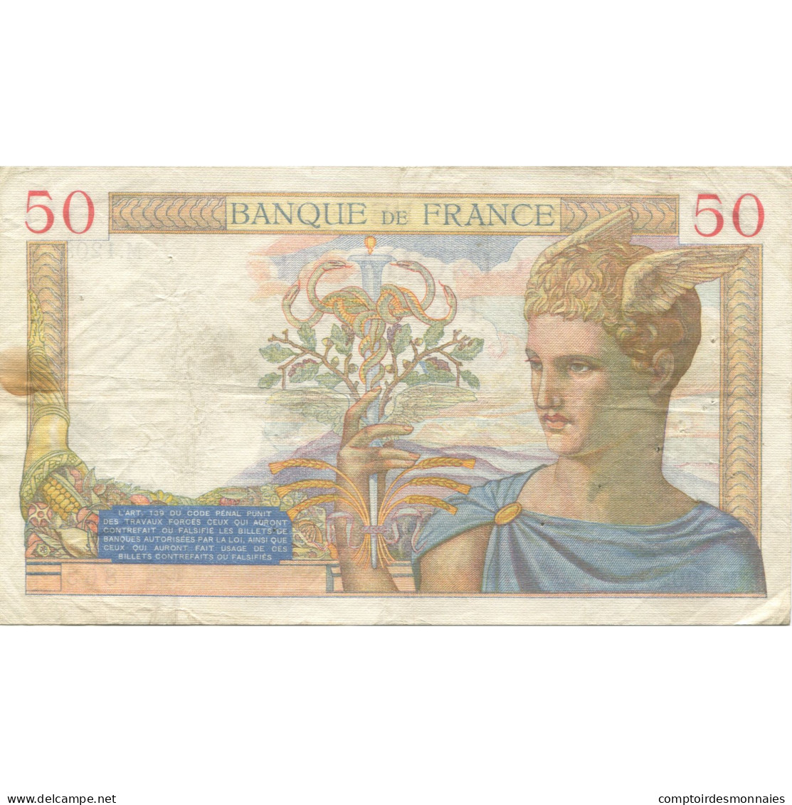 France, 50 Francs, Cérès, 1935, 1935-04-04, TB, Fayette:17.7, KM:81 - 50 F 1934-1940 ''Cérès''