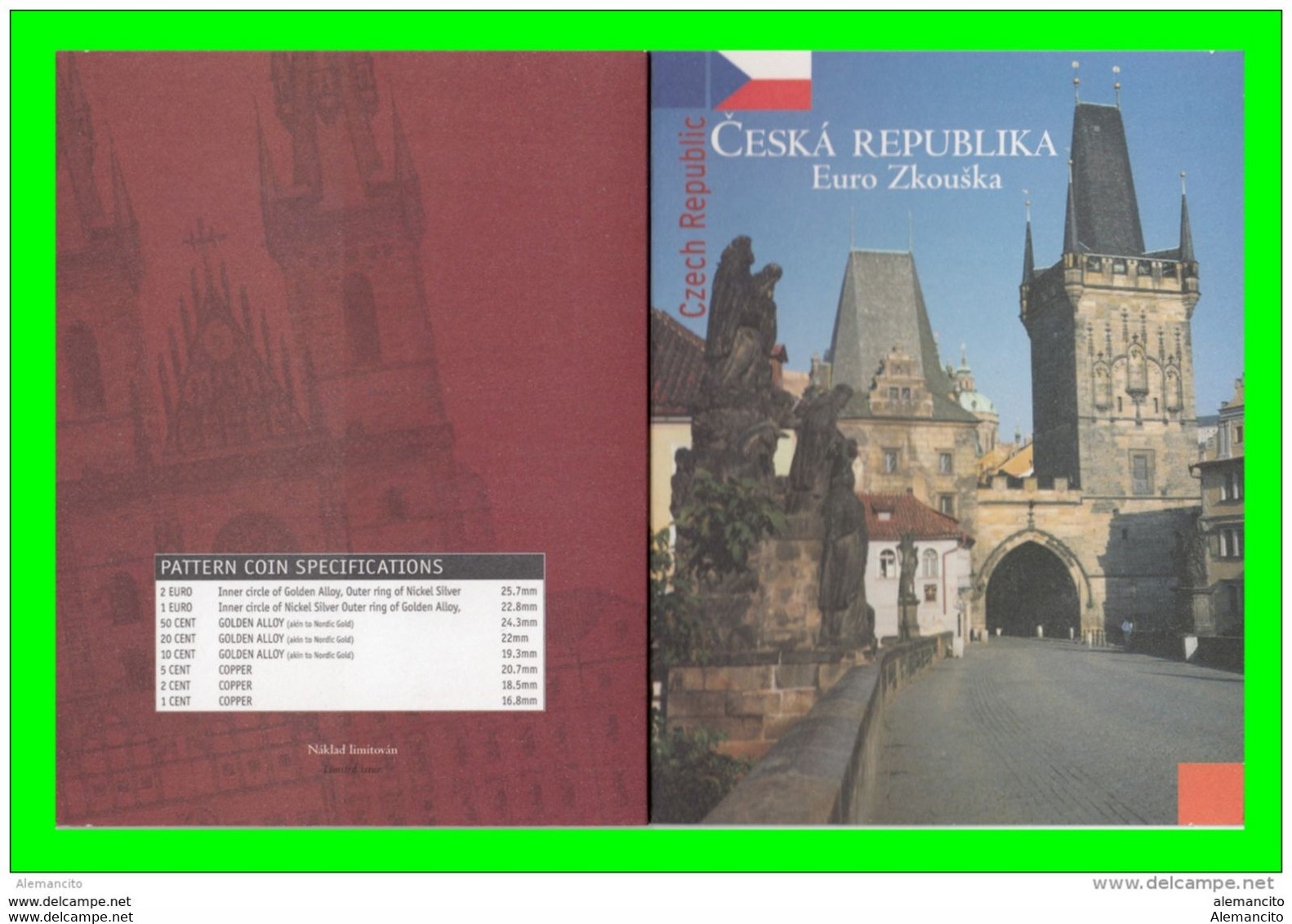 REPUBLICA CHECA – CESKÄ ( EUROPA ) CARTERA CON LA SERIE DE EUROS EN PRUEBA DEL AÑO 2004 - Pruebas Privadas