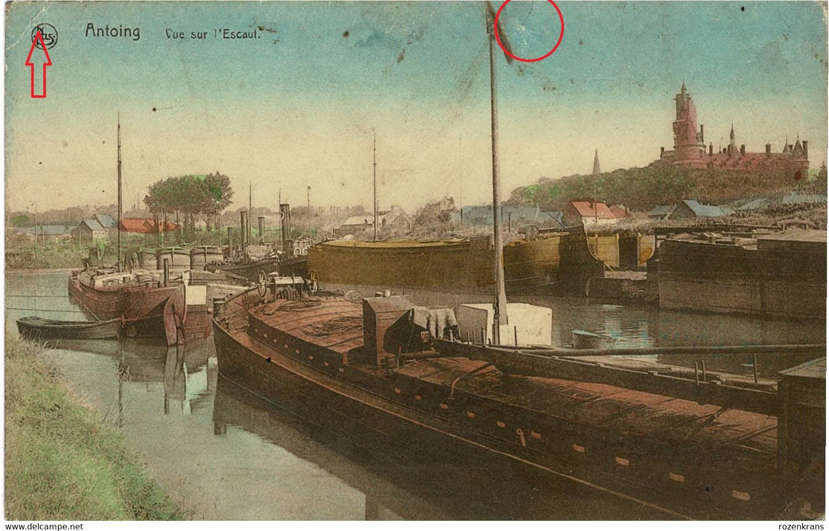 Antoing Vue Sur L'Escaut  CPA Hainaut De Schelde Henegouwen Binnenvaartschip Penich Barge - Antoing