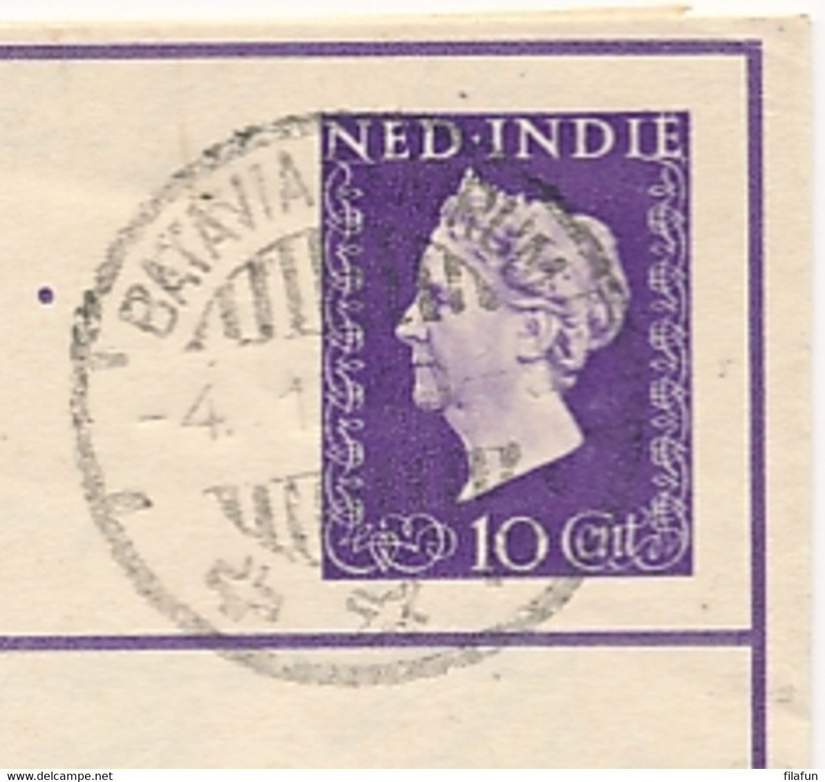 Nederlands Indië - 1949 - 10c Wilhelmina, Postblad G6 Van Batavia Naar Bandoeng - Nederlands-Indië