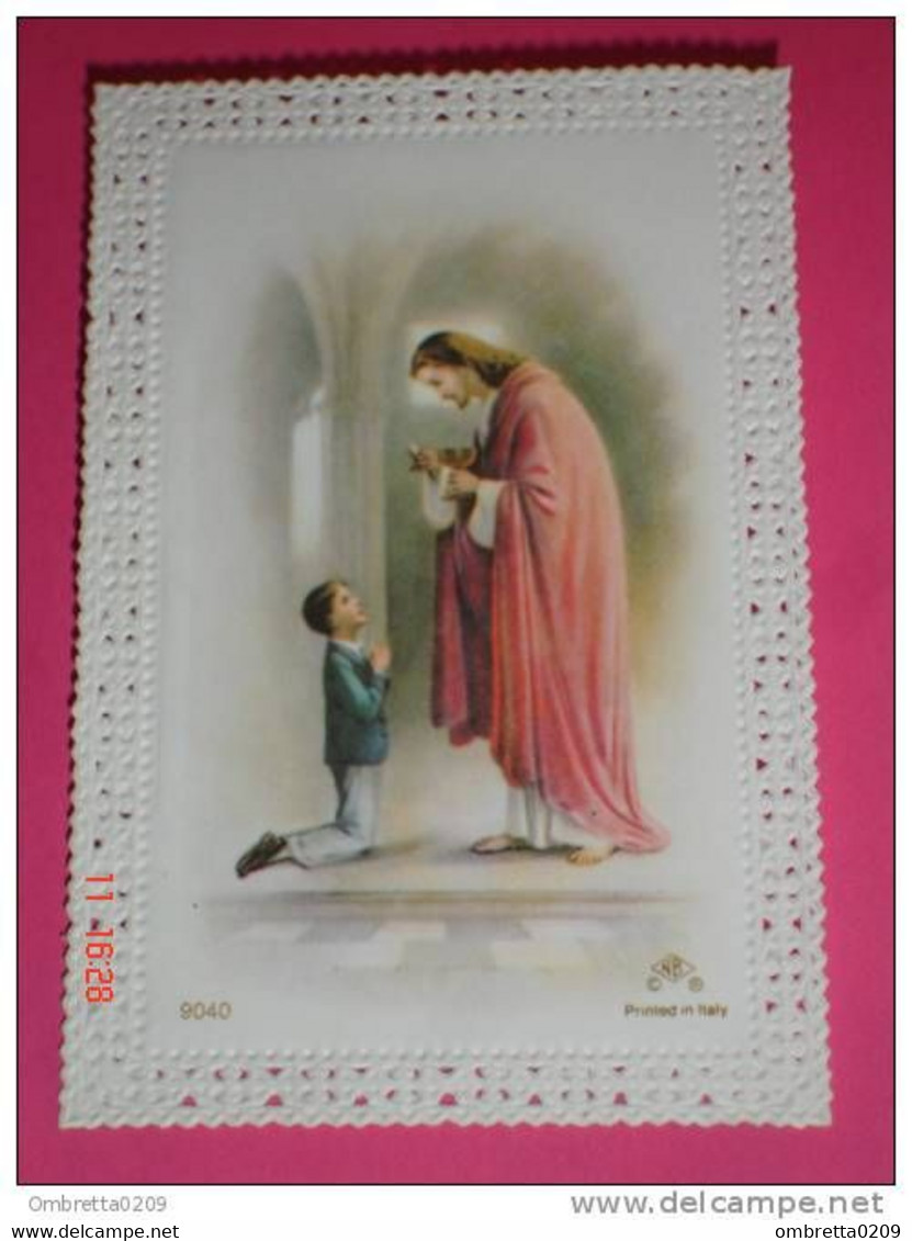 Devotion Images - ed. NB - n°9040 - Gesù PRIMA COMUNIONE Bambino - santino  traforato - ed.NB - n°9040