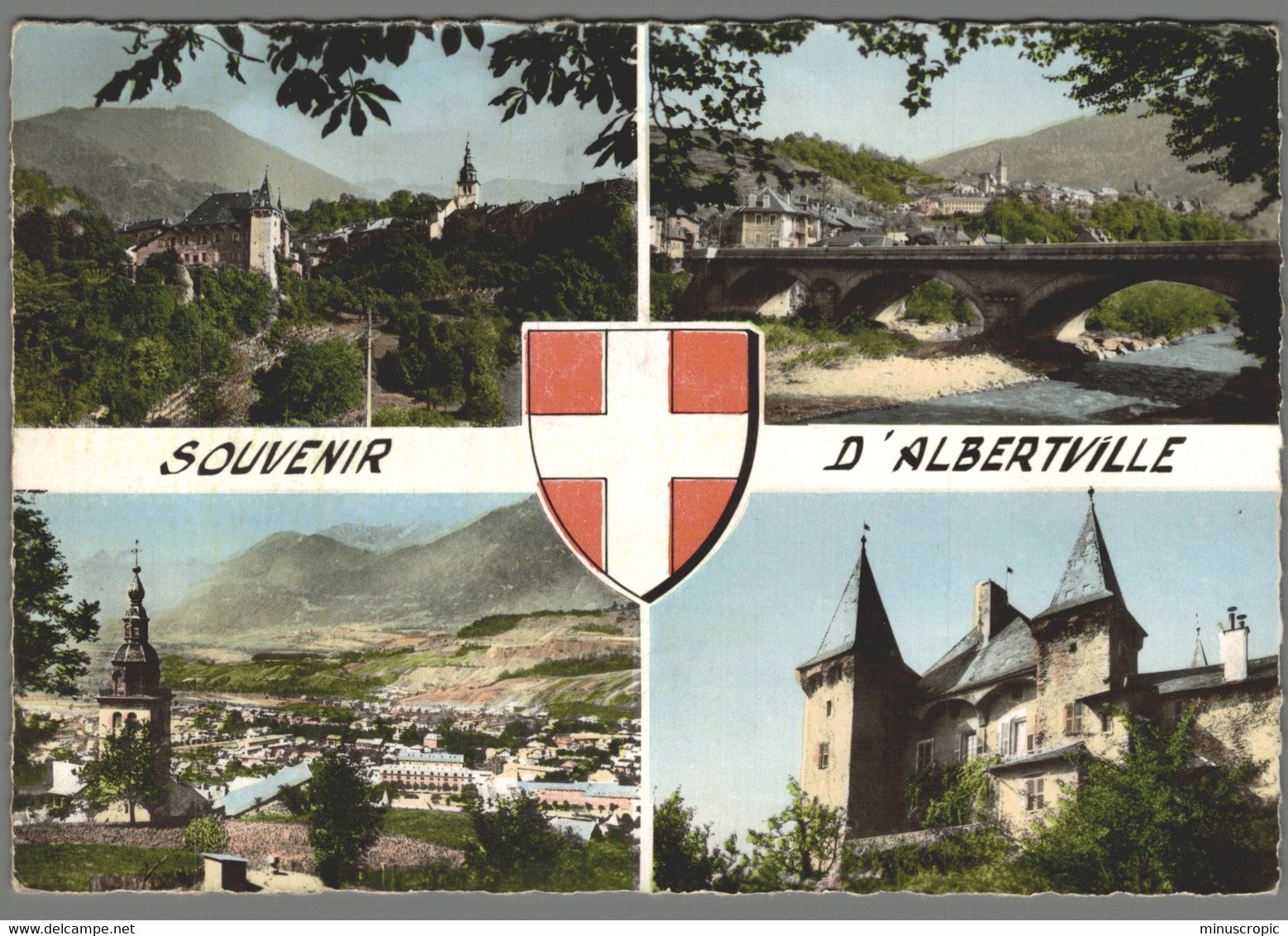CPSM 73 - Albertville - Vue Sur Conflans - Pont Des Adoubes - Vue Générale - Le Chateau Manuel - Albertville