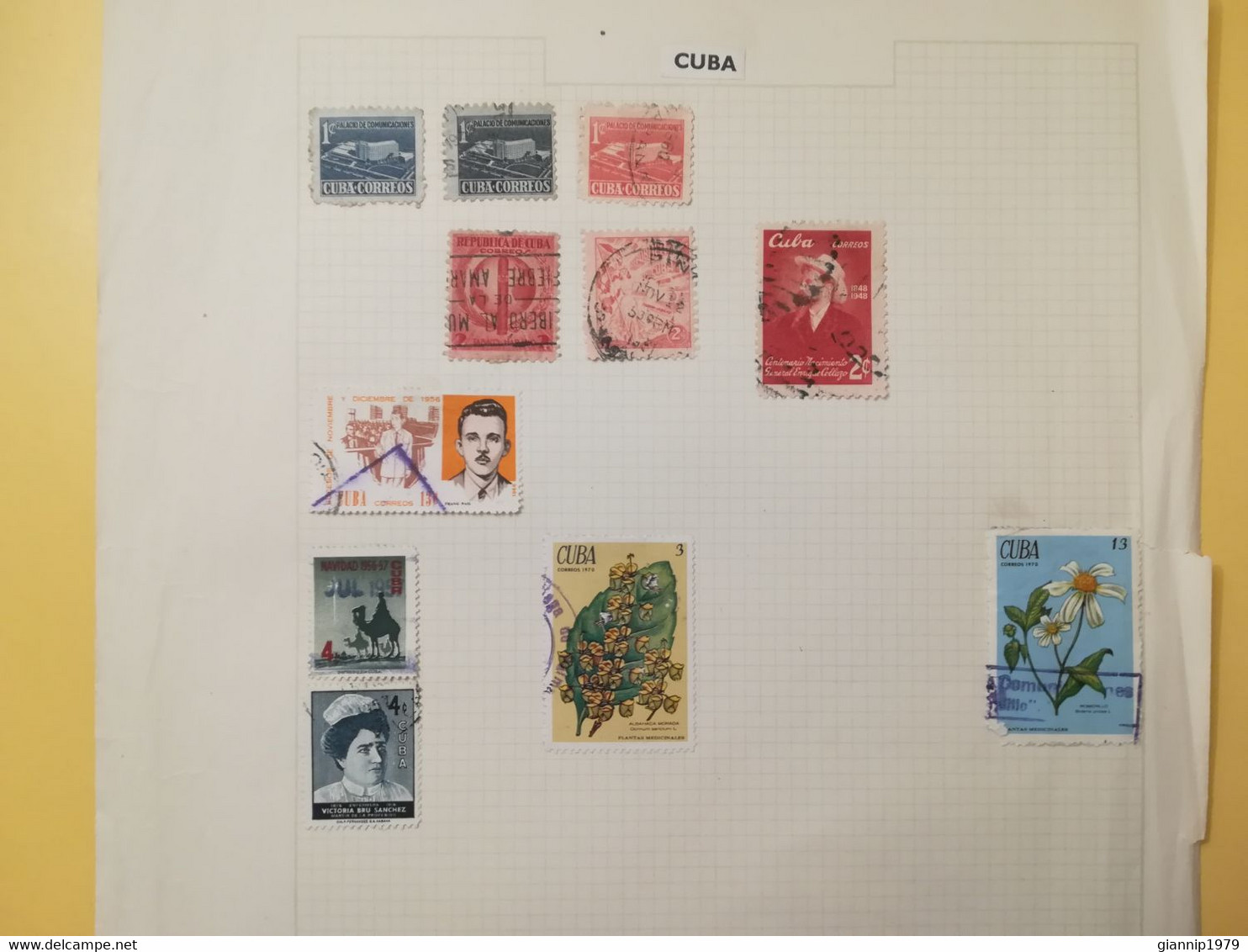 PAGINA PAGE ALBUM CUBA ATTACCATI PAGE WITH STAMPS COLLEZIONI LOTTO LOT LOTS - Verzamelingen & Reeksen