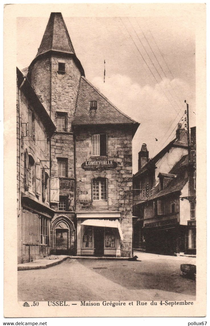 CPA DE USSEL  (CORREZE)  MAISON GREGOIRE ET RUE DU 4 SEPTEMBRE - Ussel