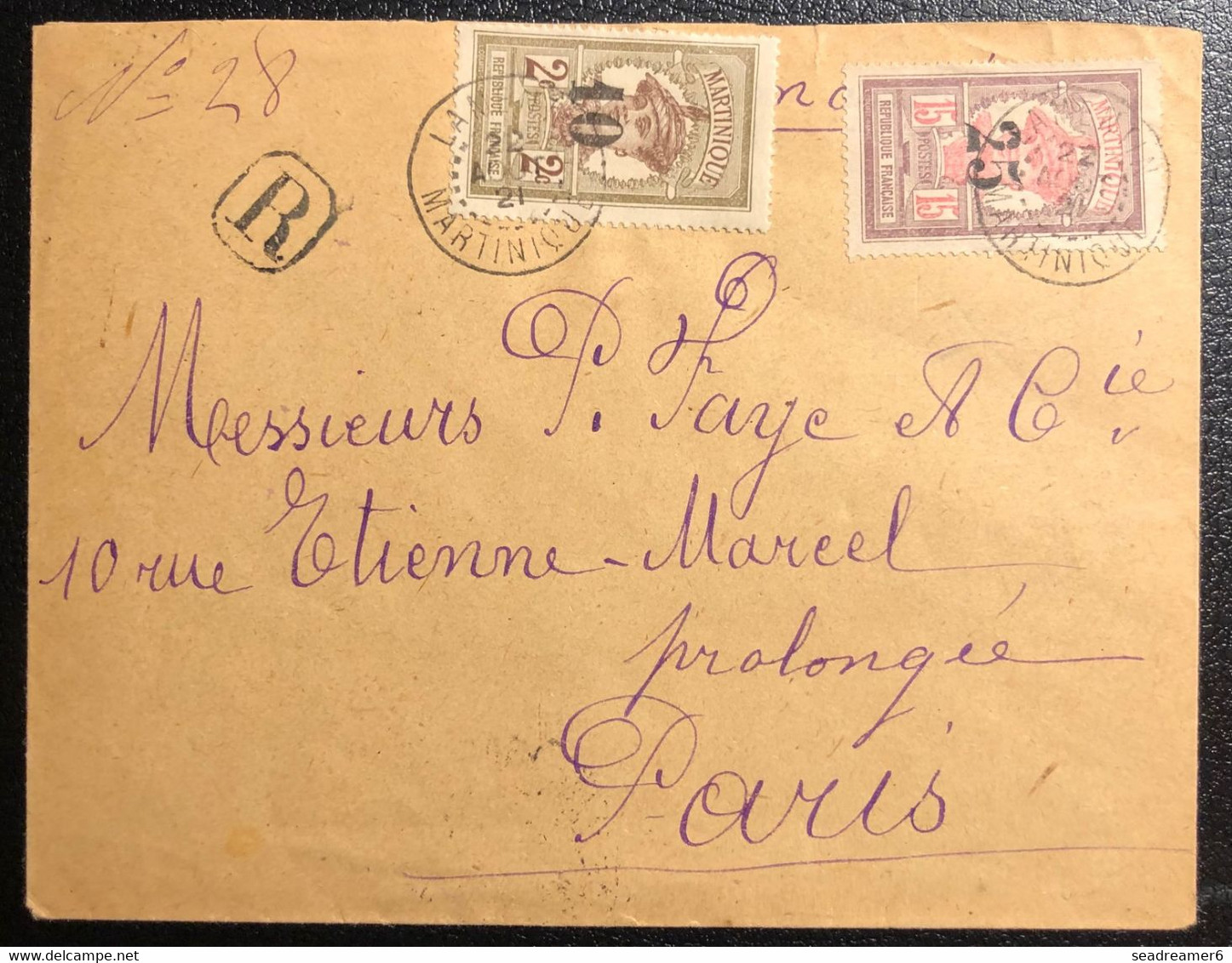Martinique Lettre 1921 Tarif 60c Metropole Recommandée Timbres Au Recto Et Verso ! N°65 & 68 Pour Paris  TTB - Storia Postale