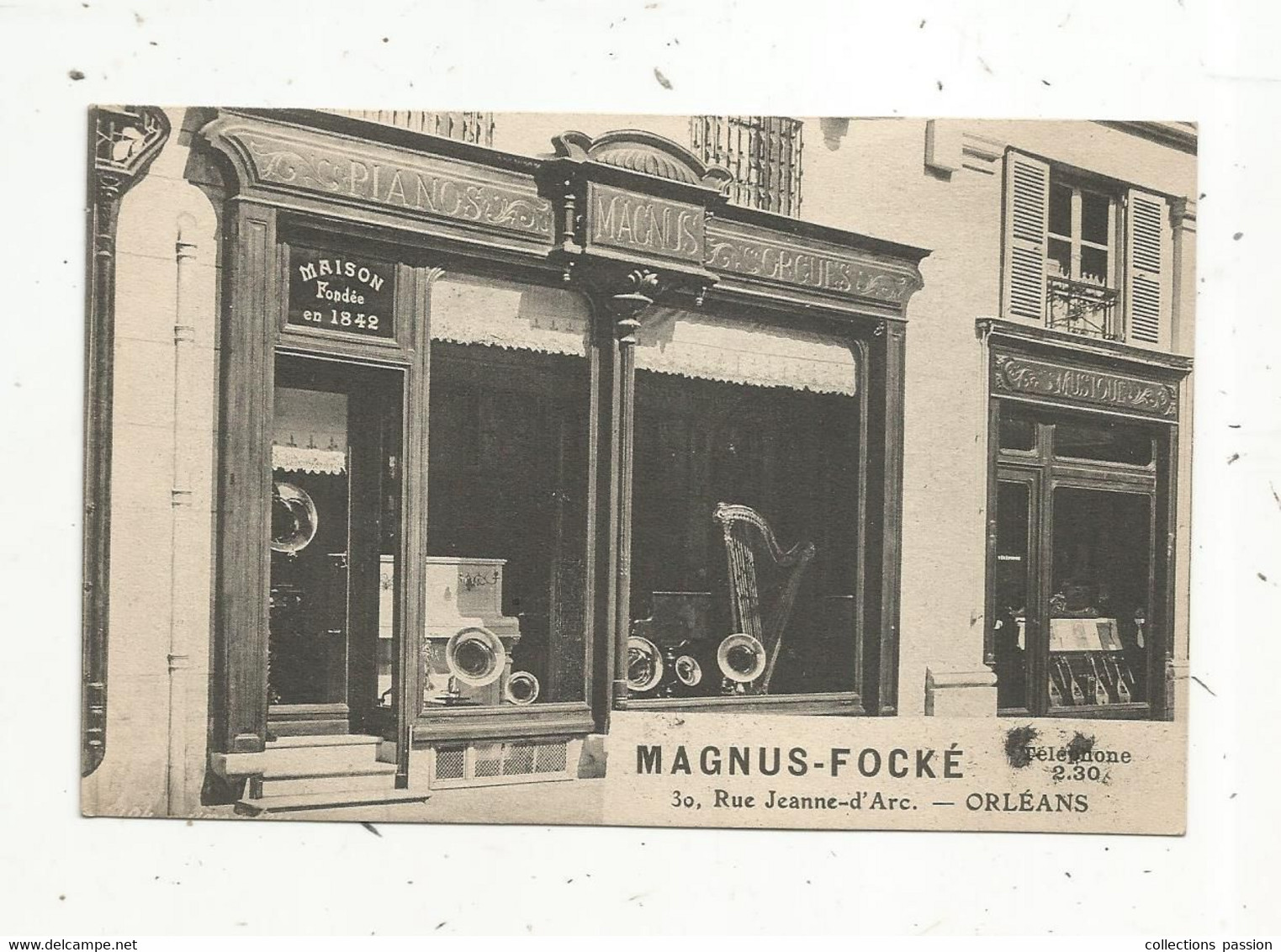 Cp , Commerce , Magasin,MAGNUS-FOCKE ,30 Rue Jeanne D'Arc ,45,ORLEANS , Vierge,pianos ,orgues ,musique - Magasins
