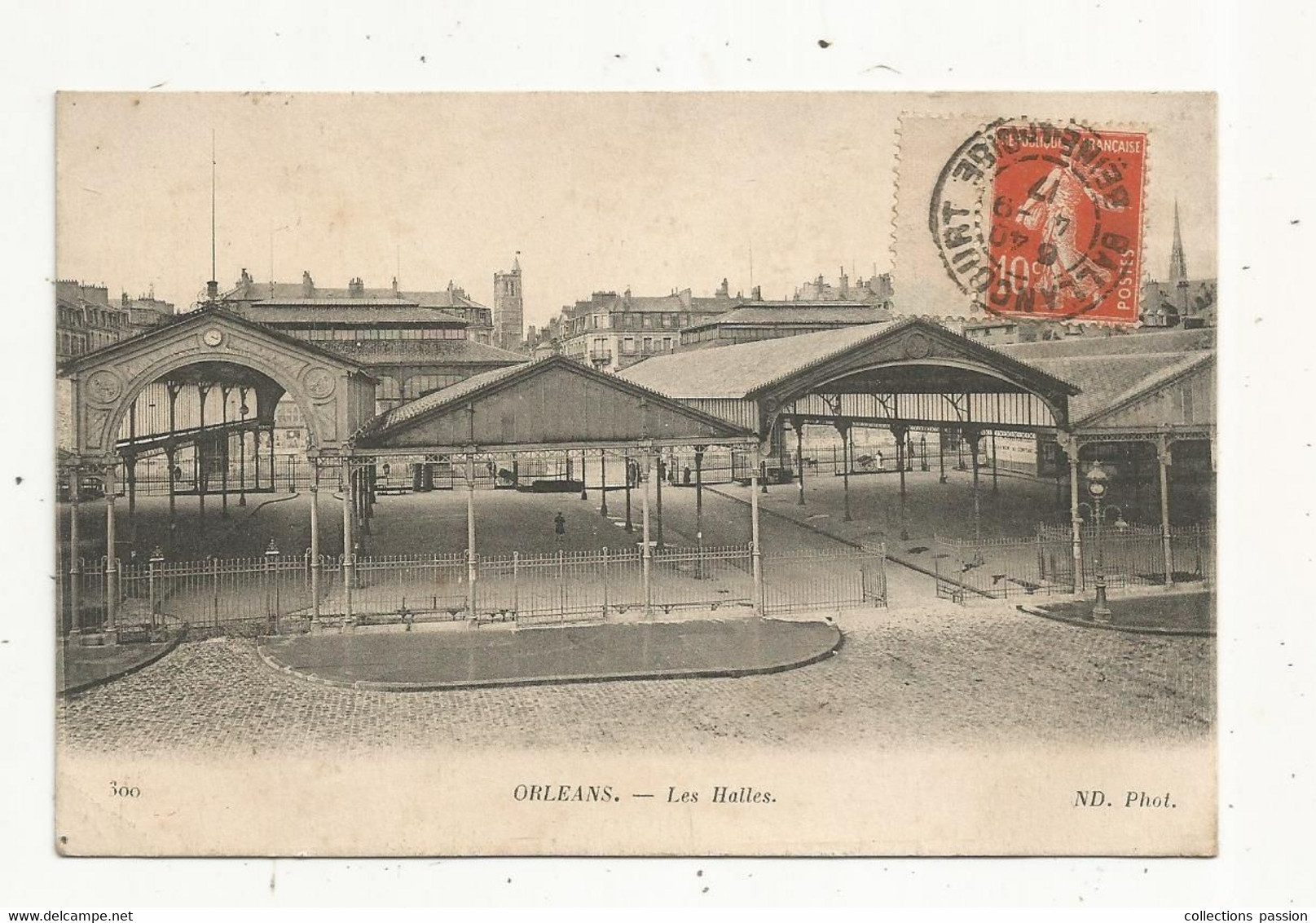 Cp , Commerce , LES HALLES ,45 , ORLEANS , Voyagée1917 - Halles