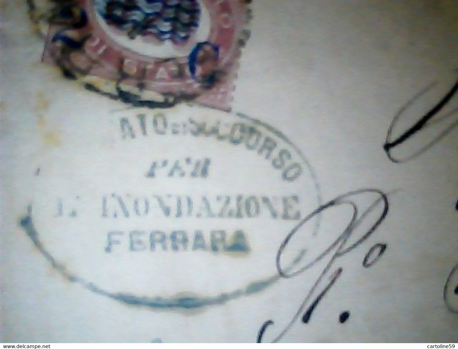 SERVIZIO CON SOPRASTAMPATO 2/0,20 SU PIEGO DA FERRARA STATO DI SOCCORSO PER INONDAZIONE A ORVIETO 1879 IL2678 - Dienstmarken