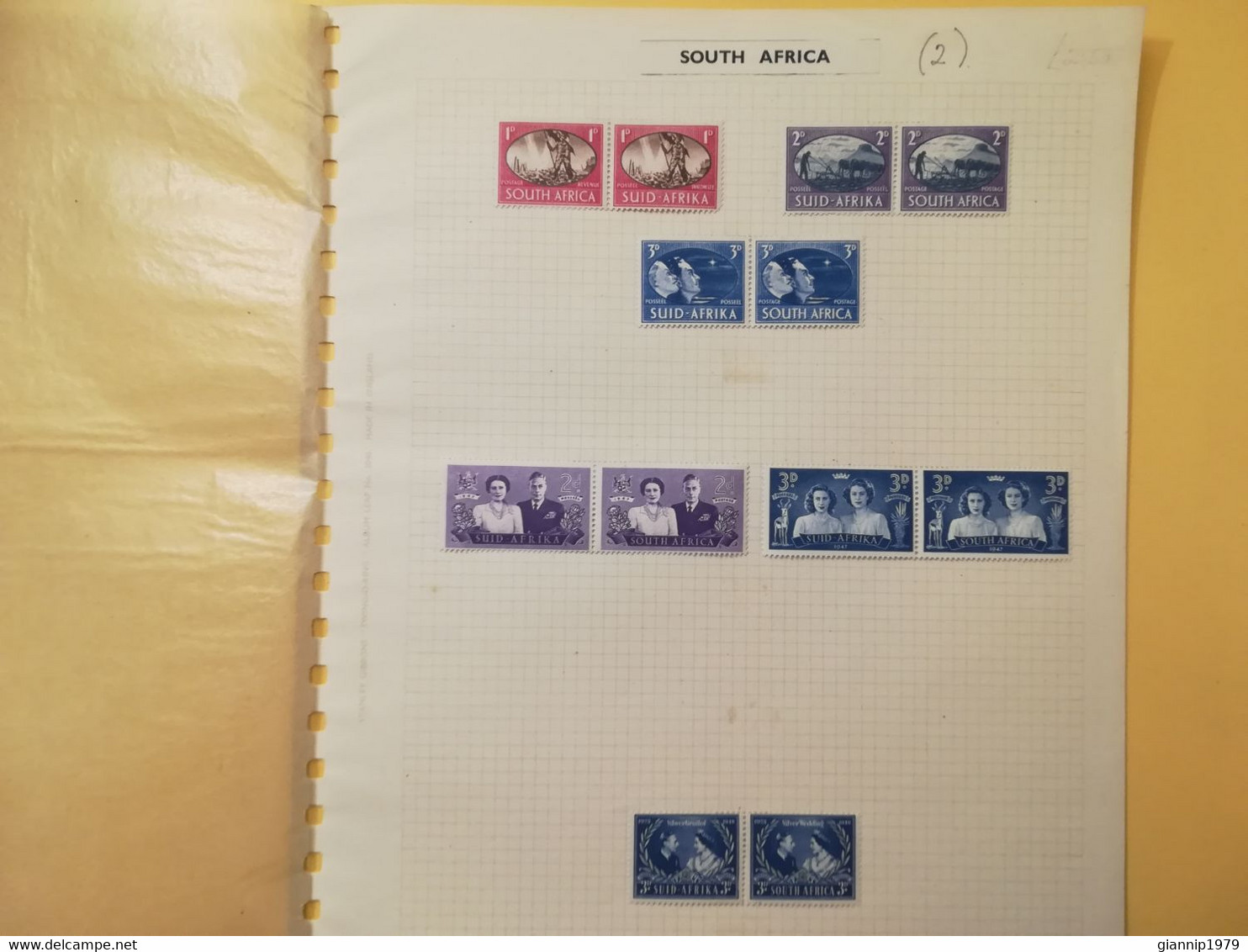 PAGINA PAGE ALBUM SUD AFRICA SUID SOUTH MLH 1945 ATTACCATI PAGE WITH STAMPS COLLEZIONI LOTTO LOT LOTS - Collections, Lots & Series