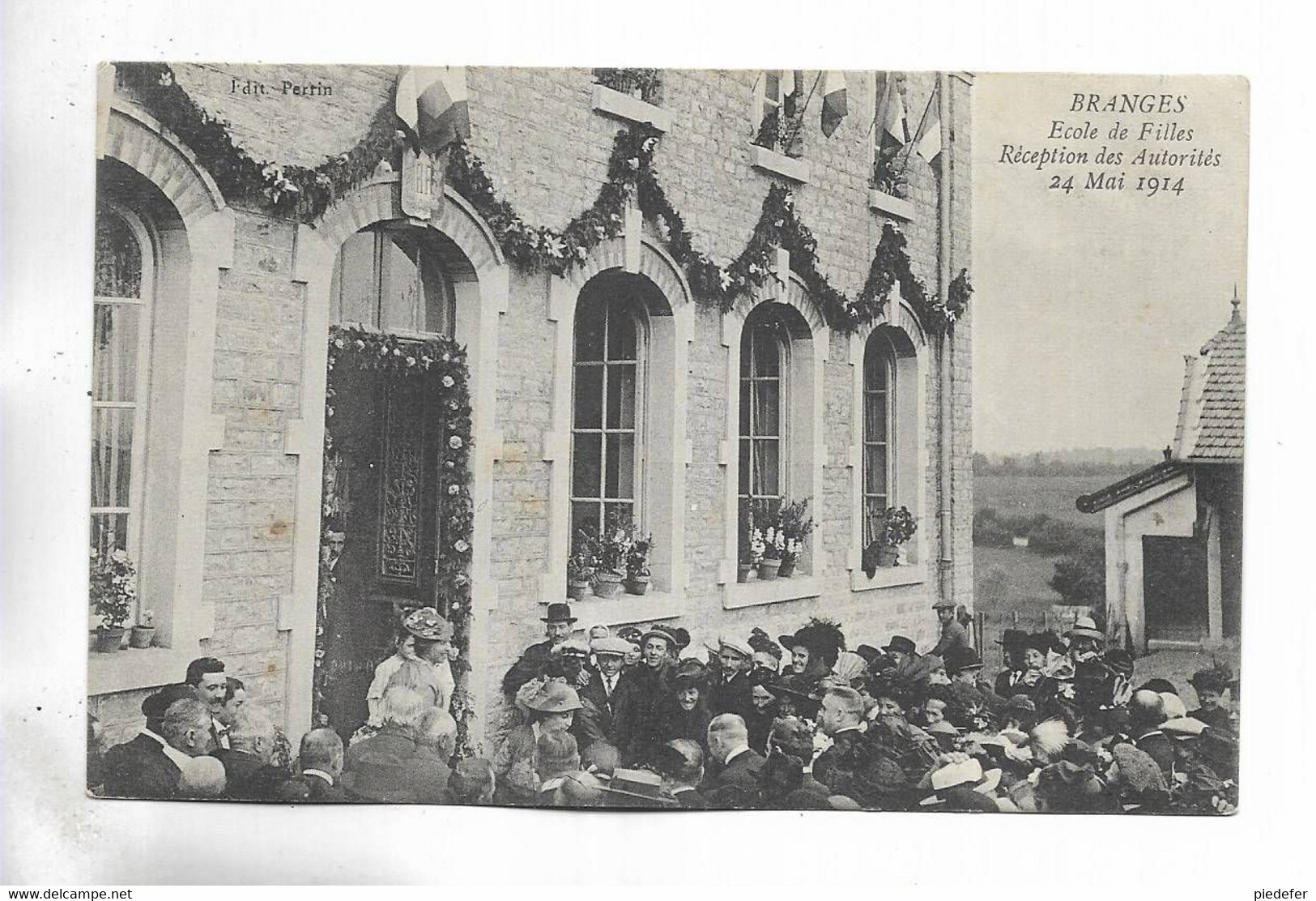 71 - BRANGES - Ecole De Filles. Réception Des Autorités, 24 Mai 1914. Belle Animation. - Autres & Non Classés