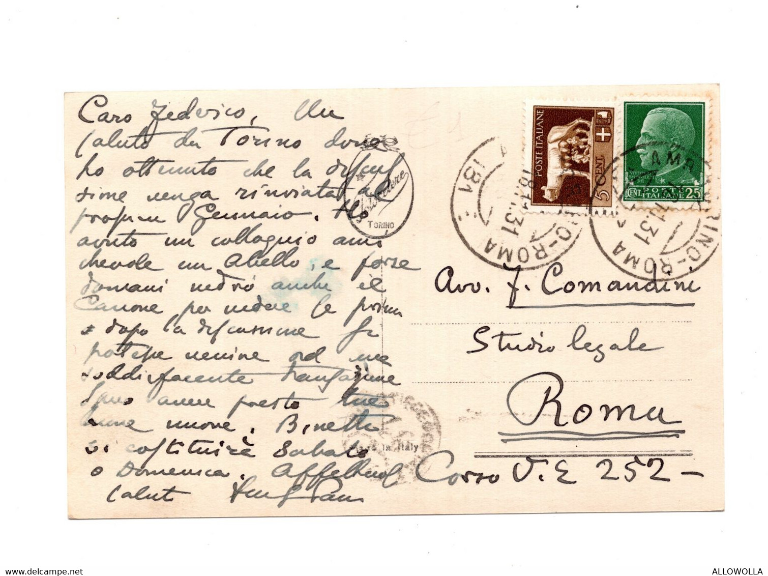 14834 " TORINO-VALENTINO-NOTTURNO " VERA FOTO-CART. POST. SPED.1931 - Parchi & Giardini