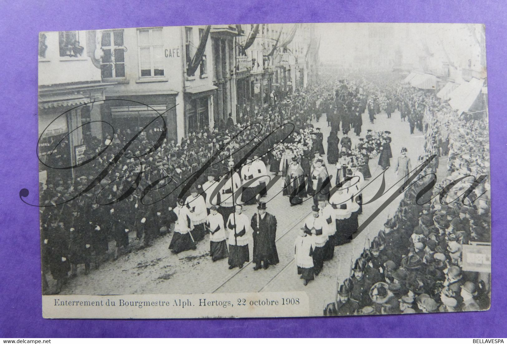 Antwerpen Funeral Begrafenis Burgemeester Alph. Hertogs 22-10-08-S.B.P. Verzonden 1908-passage Clerus-Liberaal - Politieke En Militaire Mannen