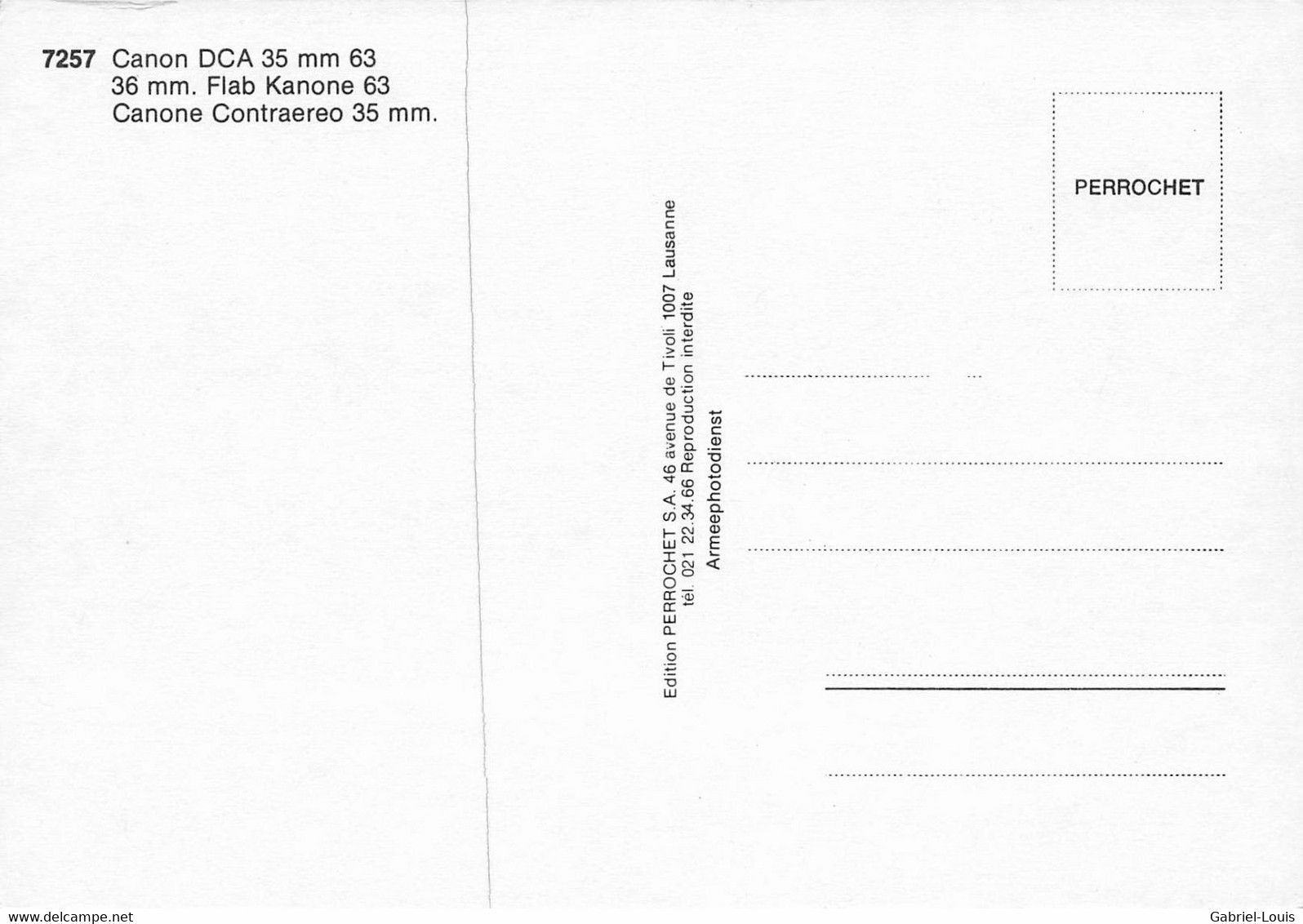 Canon DCA 35 Mm 63 Flab Kanone   Armée  Suisse Schweizer Armee Militaria (10 X 15 Cm) - Otros & Sin Clasificación