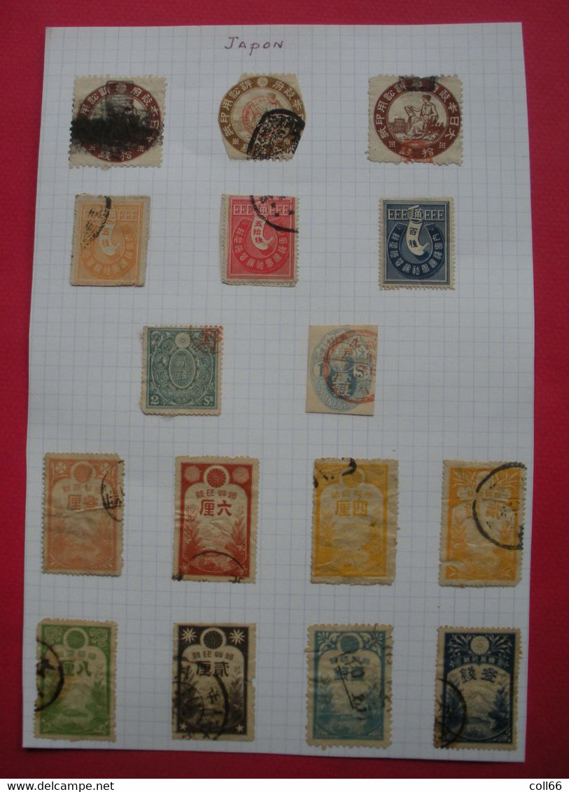 Japon Japan Collection De 43 Vieux Timbres Fiscaux Old Tax-Stamps Postage Included To The World - Collections, Lots & Séries