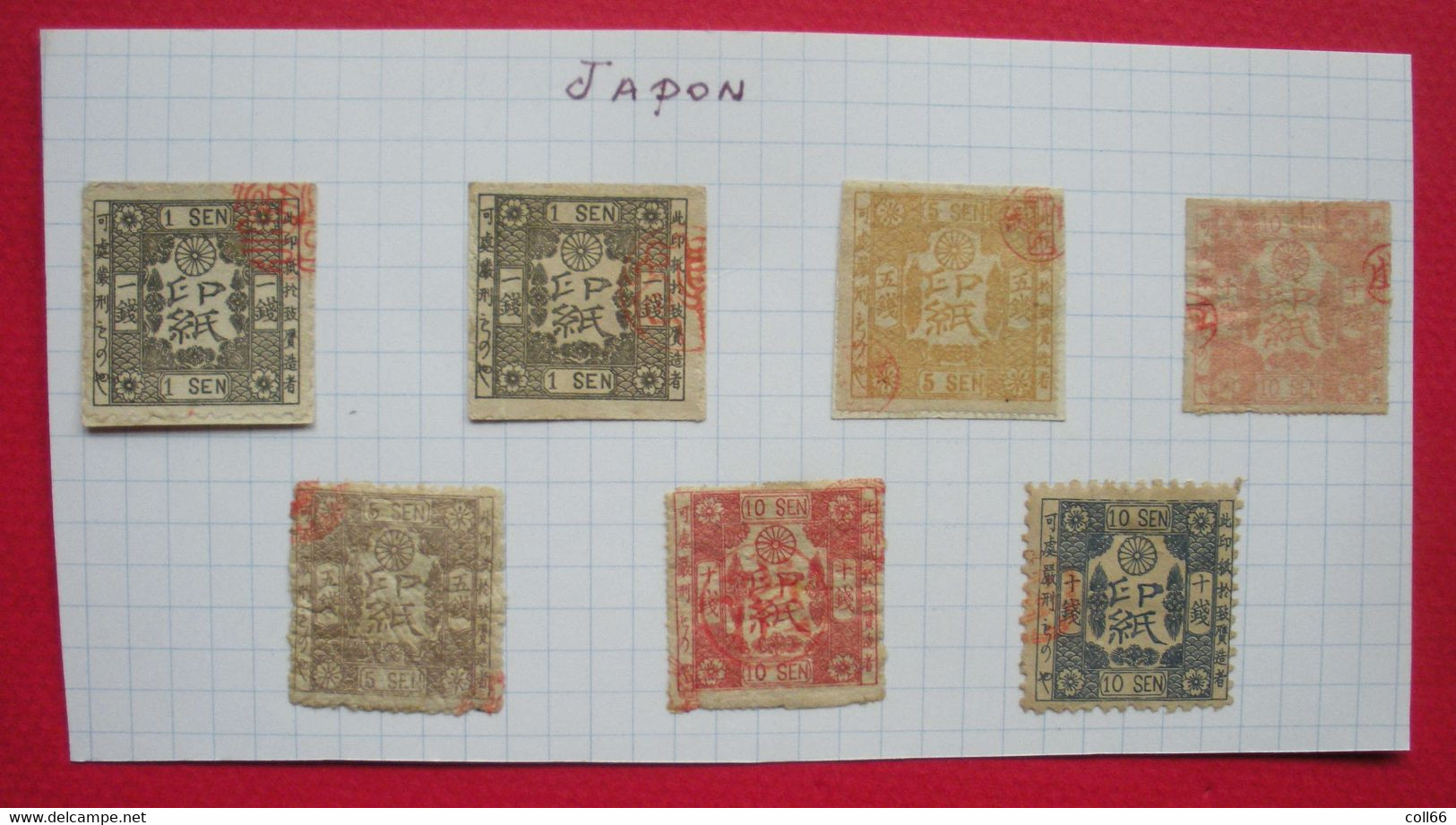 Japon Japan collection de 43 vieux Timbres fiscaux Old Tax-Stamps Postage included to the World