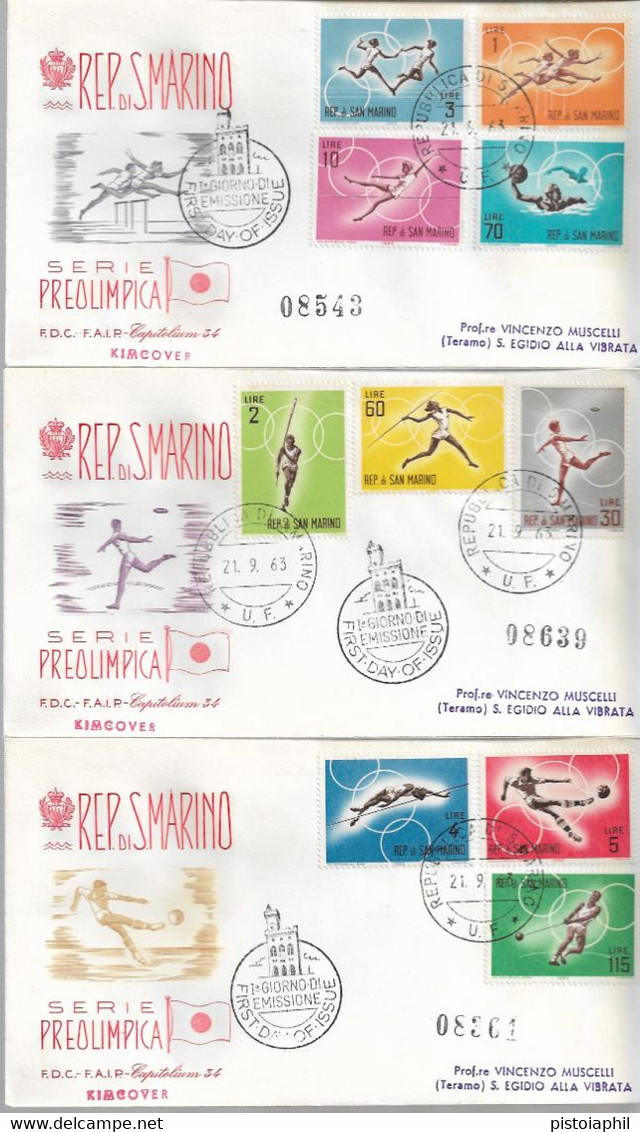 3 Fdc FAIP Capitolum: PREOLIMPICA (1963) ;raccomandate - FDC