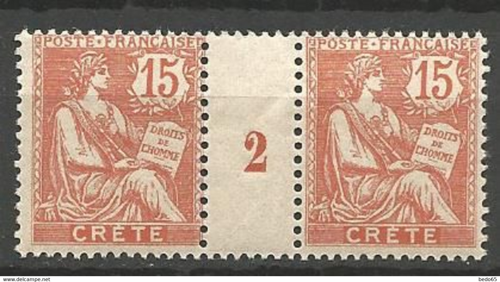 CRETE N° 7 Millésime 2 NEUF** LUXE SANS CHARNIERE / MNH - Ungebraucht