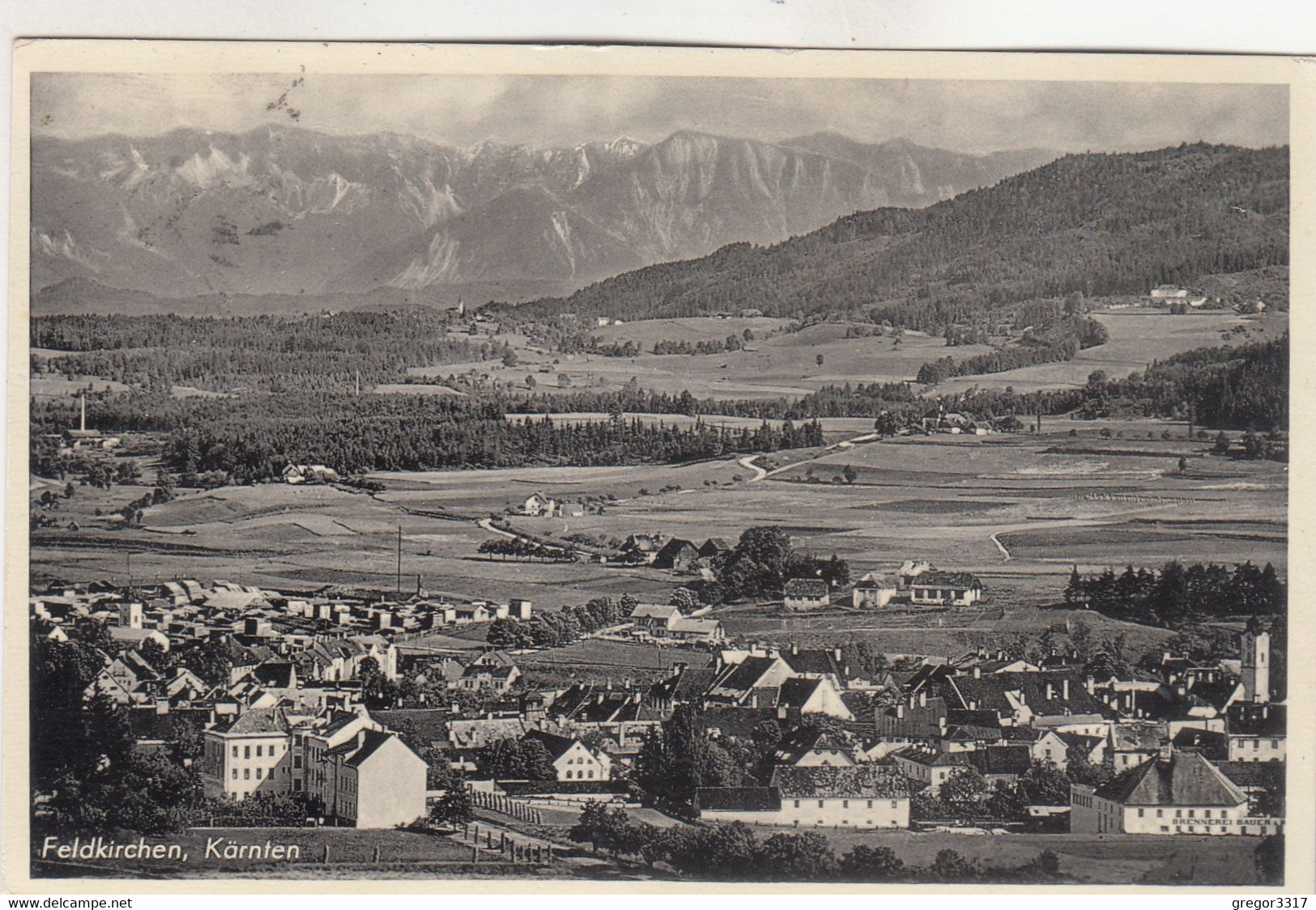 A5380) FELDKIRCHEN - Kärnten - Tolle Alte S/W AK Mit BRENNEREI BAUER U. HAUS DETAILS Viele Äcker U. Wiesen 1935 - Feldkirchen In Kärnten