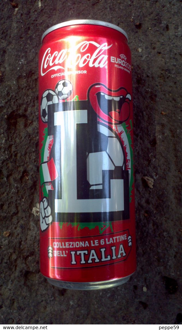 Lattina Italia - Coca Cola - 33 Cl. - Italia Europei 2012 Lettera L -  Vuota - Latas