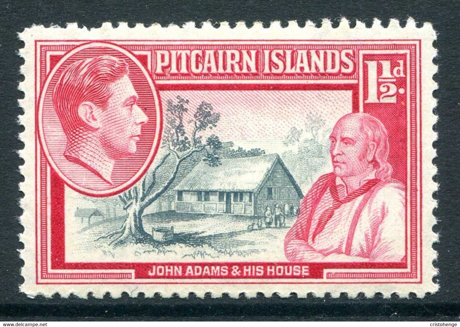 Pitcairn Islands 1940 KGVI Pictorials - 1½d John Adams & His House MNH (SG 3) - Pitcairn