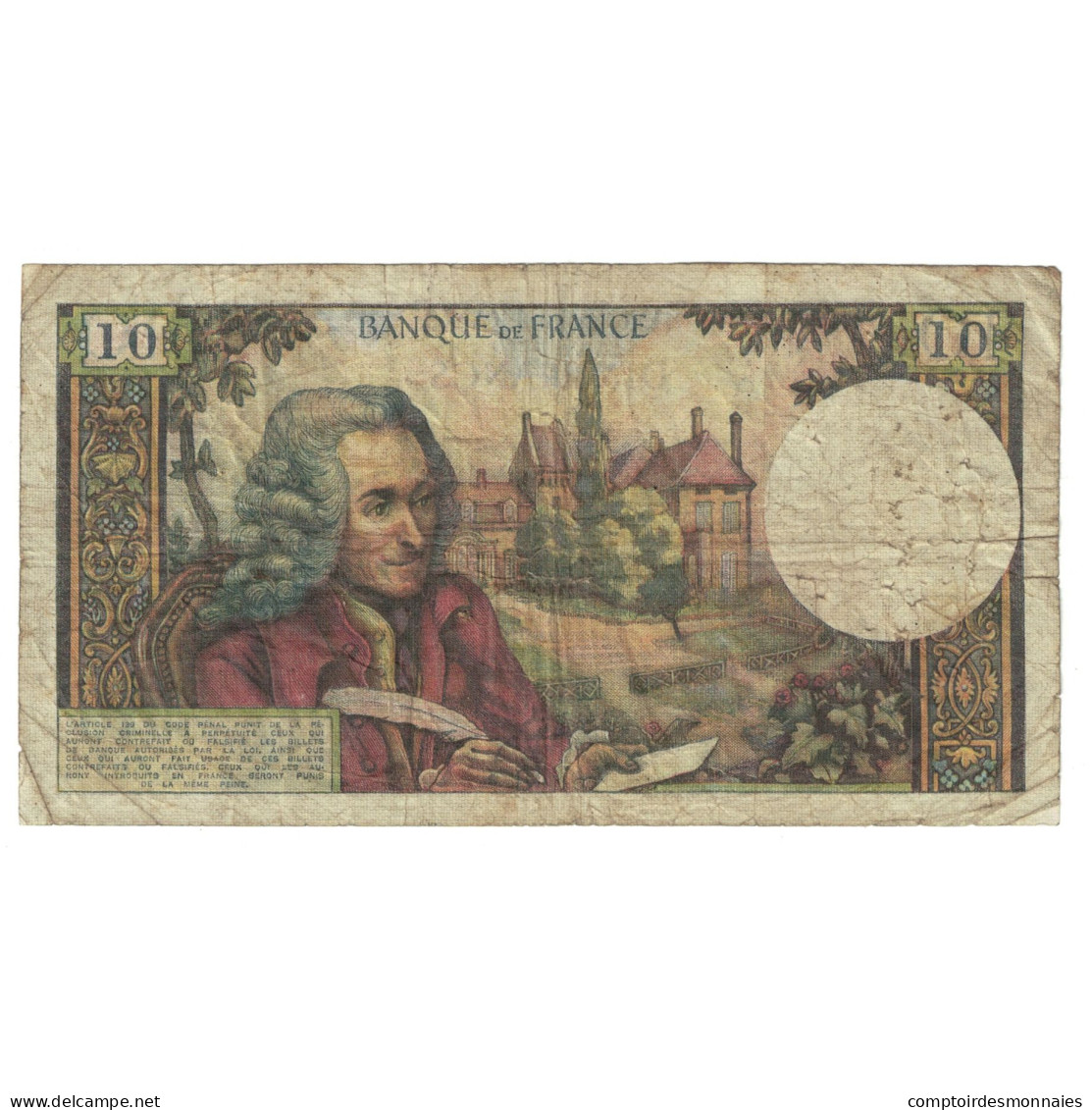 France, 10 Francs, Voltaire, 1970, S.561, B, Fayette:62.42, KM:147c - 10 F 1963-1973 ''Voltaire''