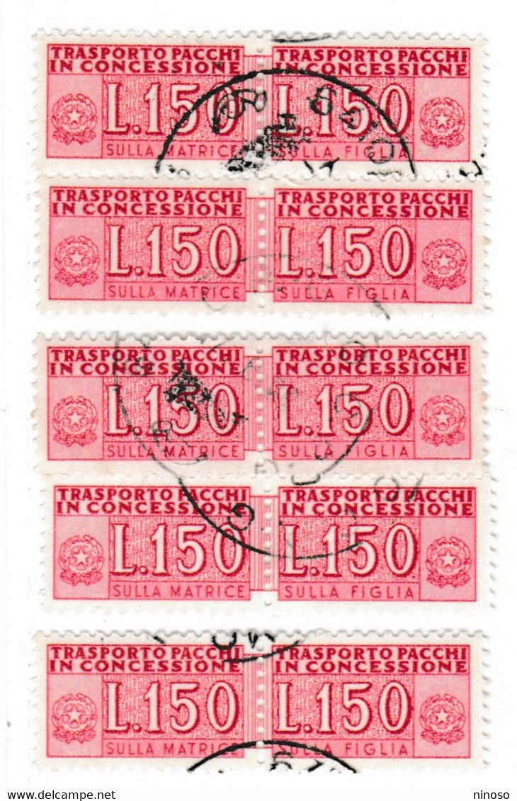 ITALIA REPUBBLICA ITALY REPUBLIC1955 1981 PACCHI IN CONCESSIONE PARCEL POST STELLE 1968LIRE 150 USATO CINQUE  COPPIE - Colis-concession