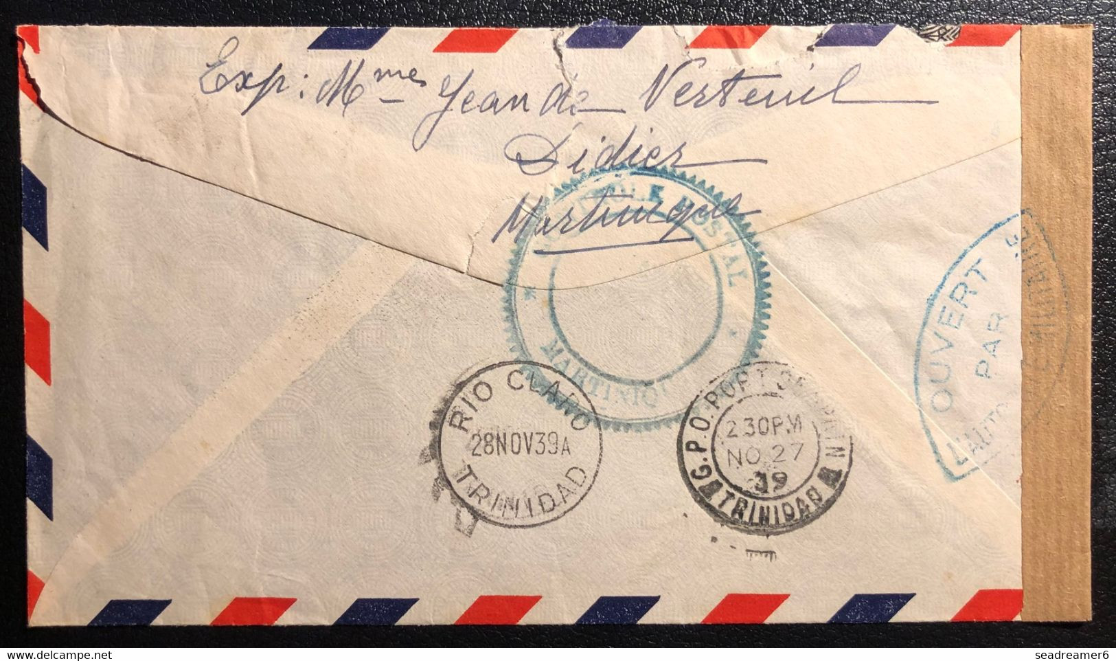 Martinique Lettre Tarif à 4FR75 1939 N°150 X2 & 145 Obl De Fort De France Pour Trinidad ! Avec Double Censure TTB - Cartas & Documentos