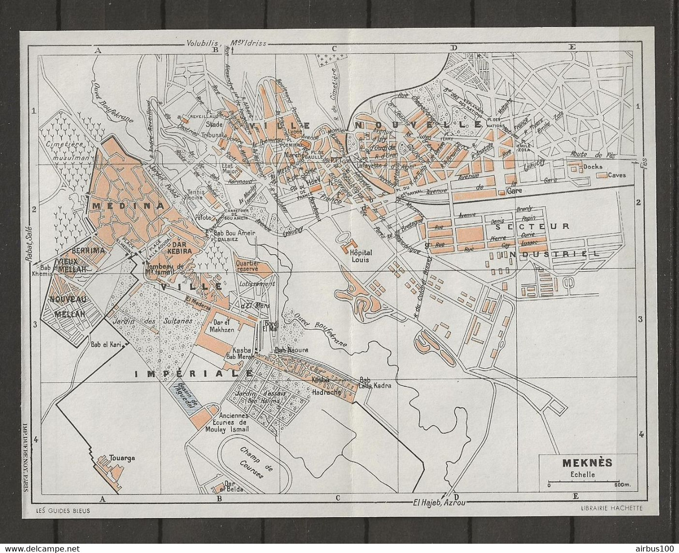 CARTE PLAN MAP 1954 MAGHREB MAROC MOROCCO - MEKNES - VILLE NOUVELLE MÉDINA VILLE IMPÉRIALE SECTEUR INDUSTRIEL HIPPODROME - Cartes Topographiques