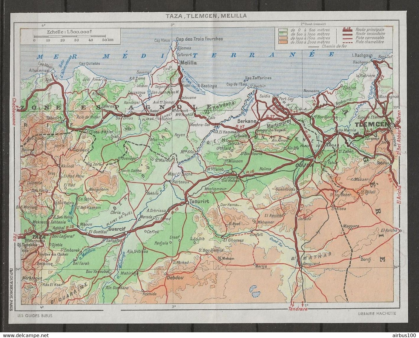 CARTE PLAN MAP 1954 MAGHREB MAROC MOROCCO - CIRCUIT TAZA TLEMCEN MELILLA GUERCIF OUJDA - Cartes Topographiques
